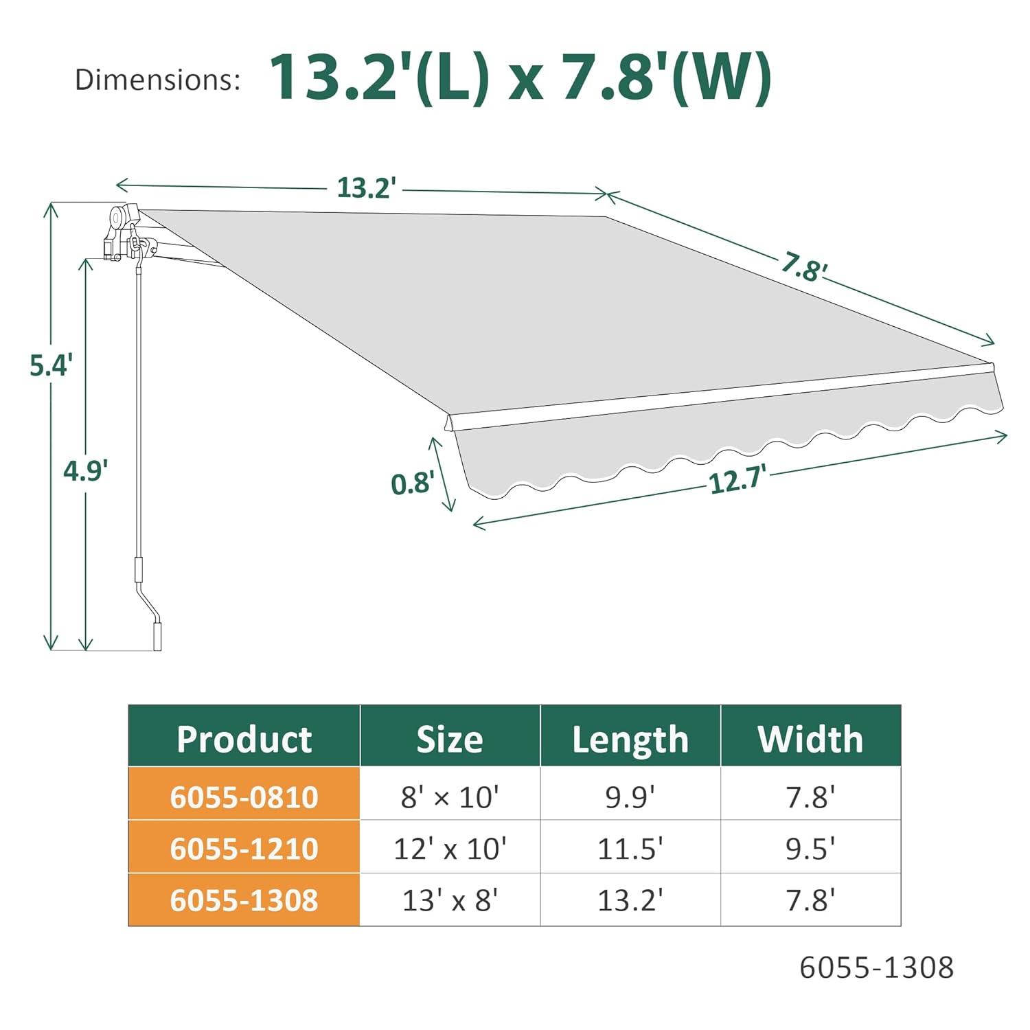 Large White and Black Striped Polyester Retractable Outdoor Canopy