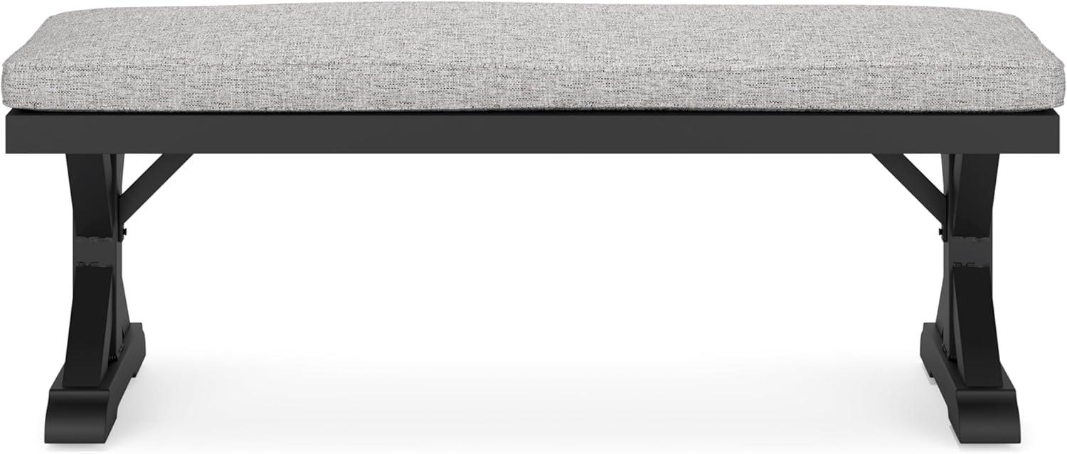 Signature Design by Ashley Beachcroft Outdoor Bench with Cushion, Black & Light Gray
