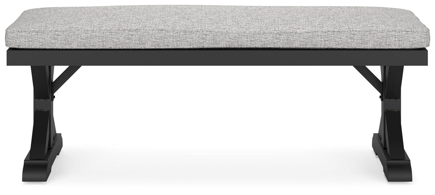 Signature Design by Ashley Beachcroft Outdoor Bench with Cushion, Black & Light Gray