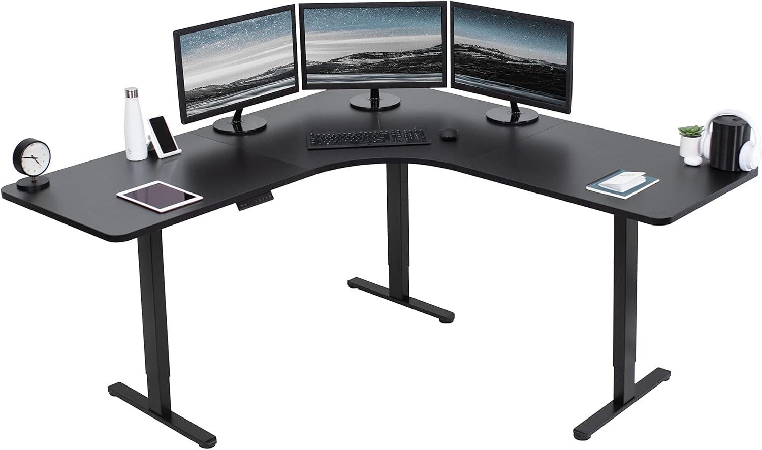 VIVO Electric 71" x 71" Curved Corner Stand Up Desk (E3CB2 Series)