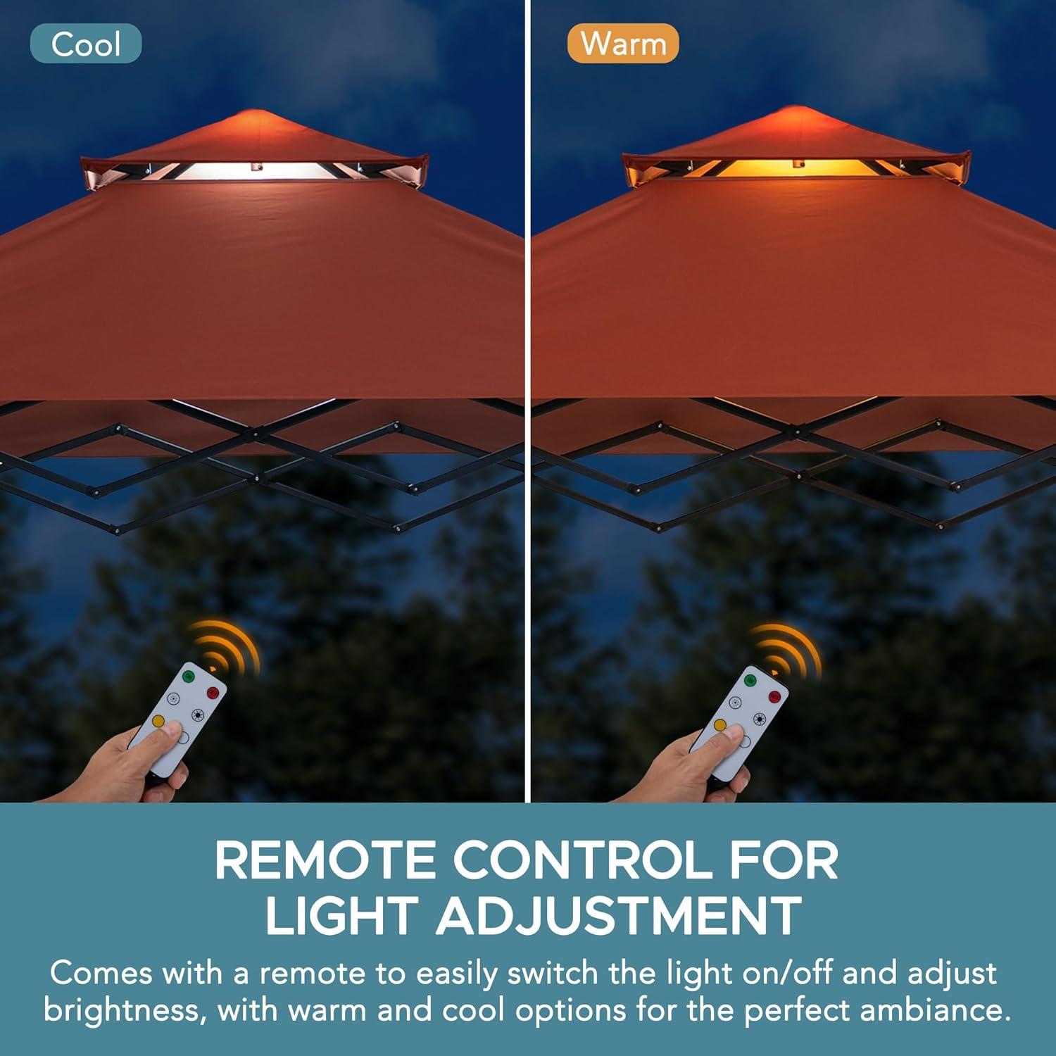 Sunjoy SUNJOY 8' x 5'  Pop up Grill Gazebo Double Tiered Outdoor Gazebo Standing-Height Canopy with Magnetic LED Light, Adjustable Ceiling Height, for BBQ,Picnics, Outdoor Events
