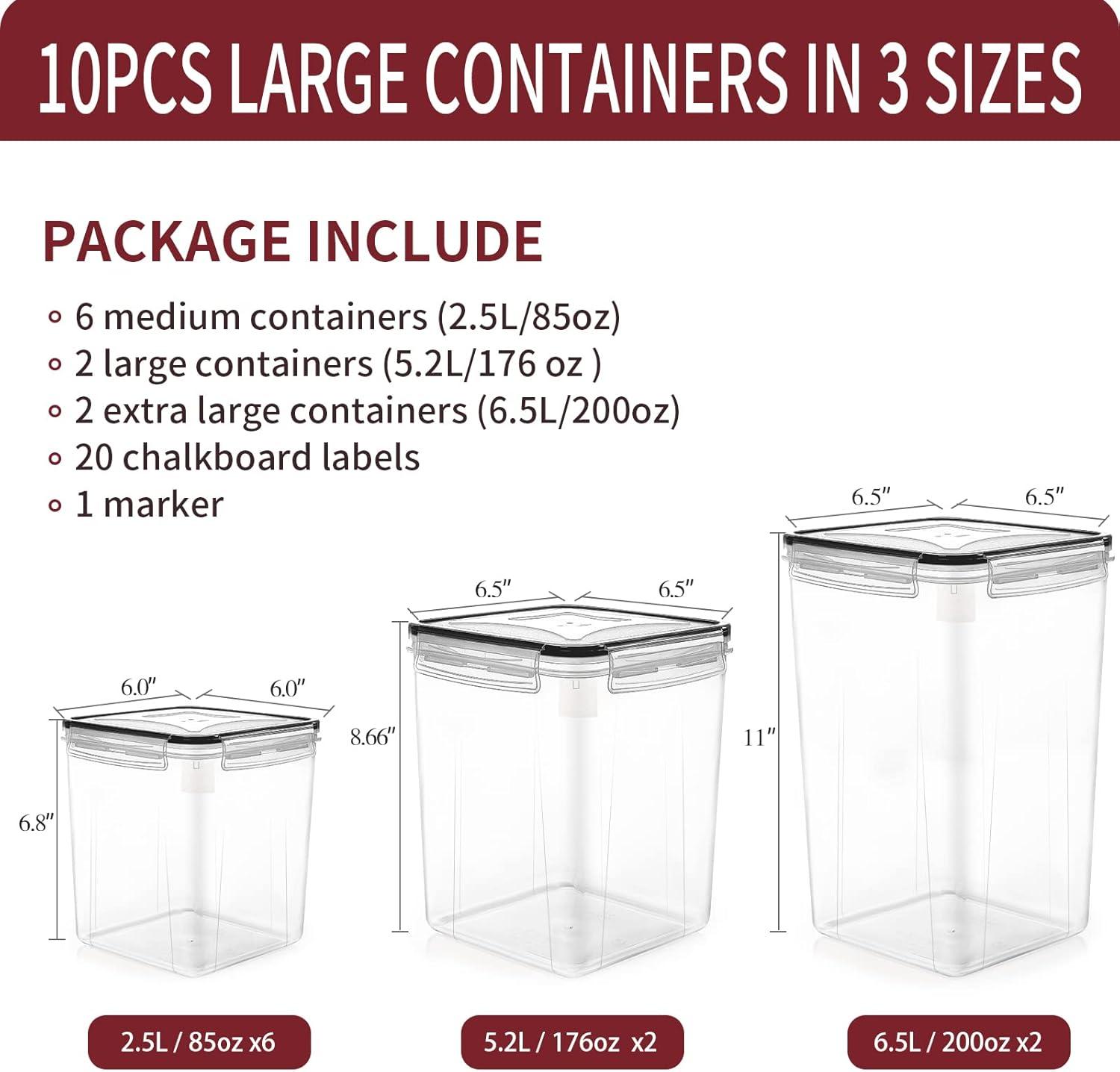 Large Clear Airtight Plastic Food Storage Containers Set