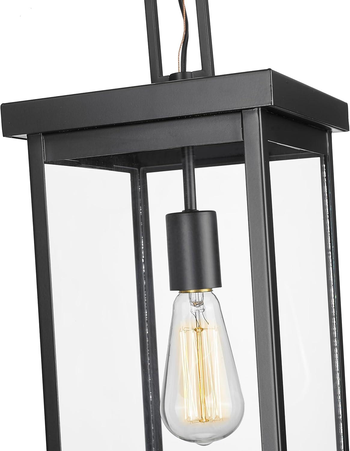 Barkeley 20" Black Powder Coated Outdoor Hanging Lantern with Clear Glass