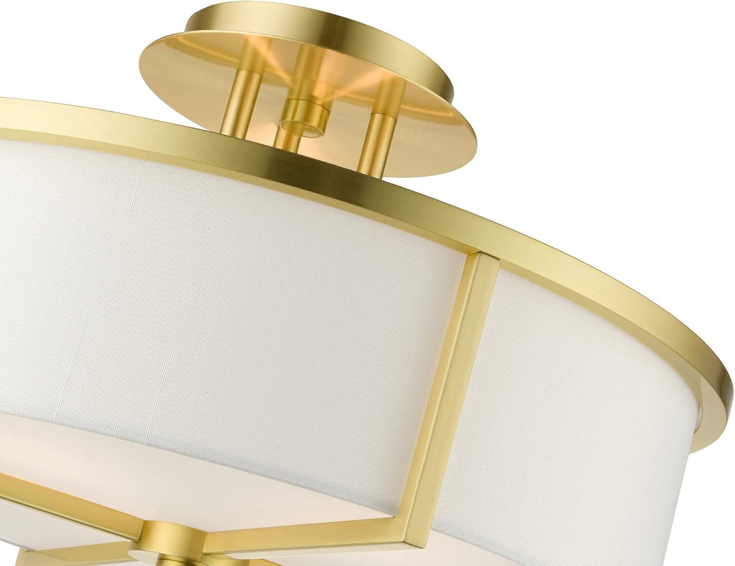 Livex Lighting Wesley 3 - Light Semi-Flush Mount in  Satin Brass