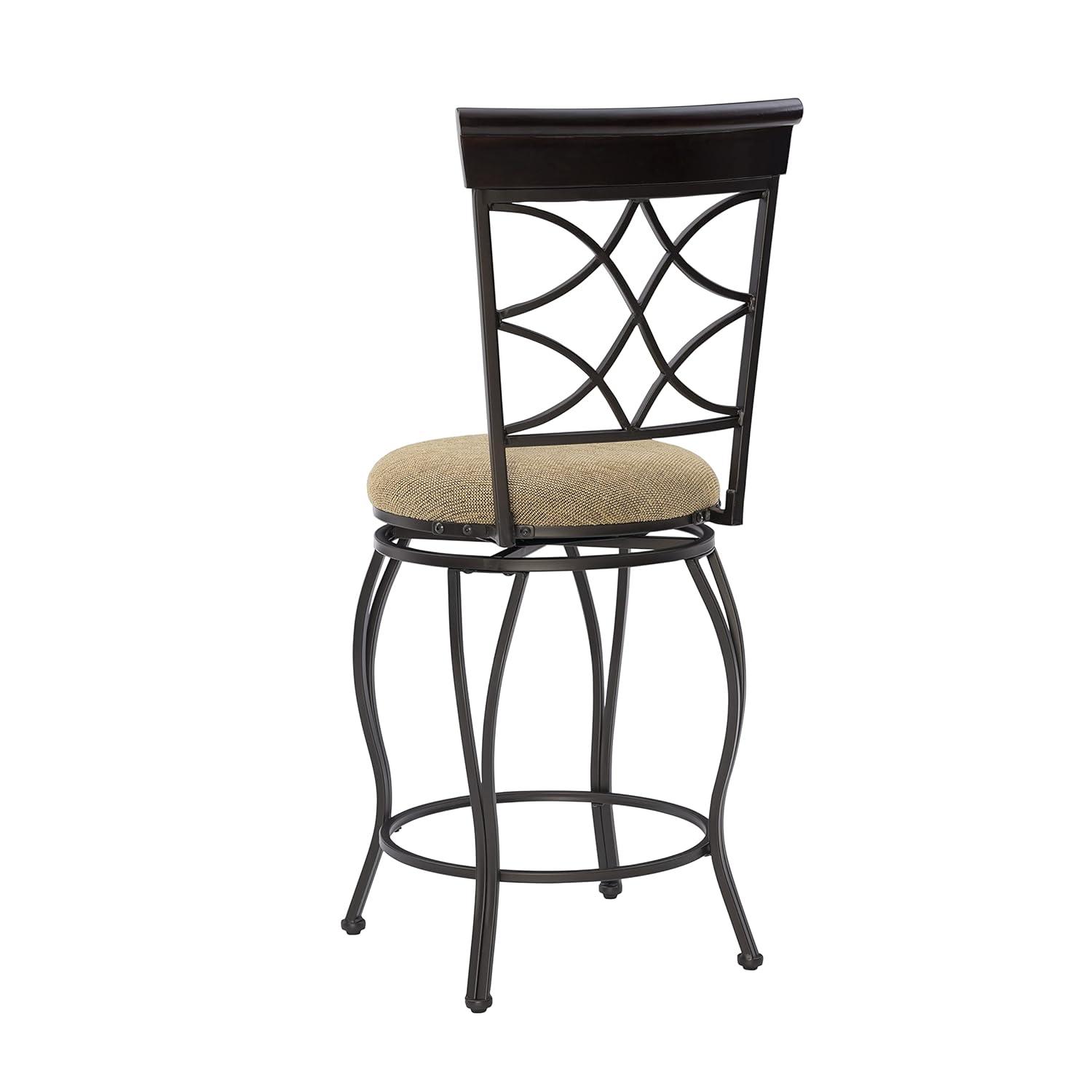 Linon Taburete de Bar Curves, Marrón Metalizado, Altura Del Asiento de 24 Pulgadas