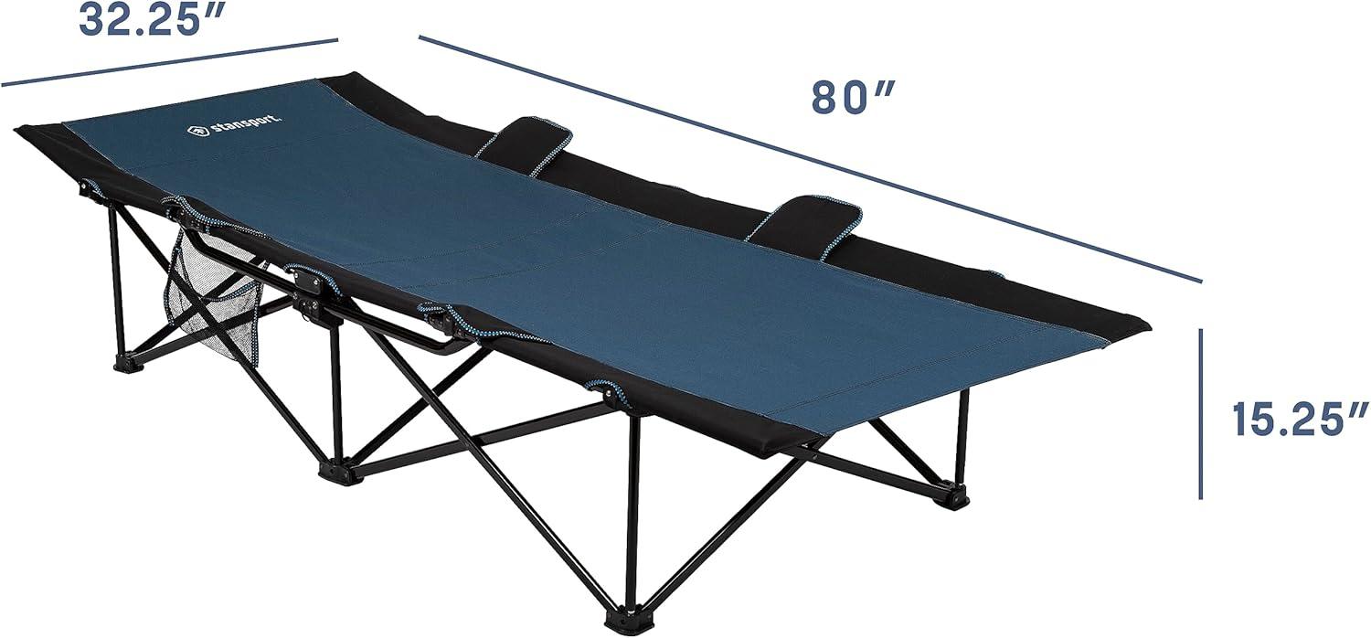 Blue Heavy Duty Polyester Camping Cot with Steel Frame