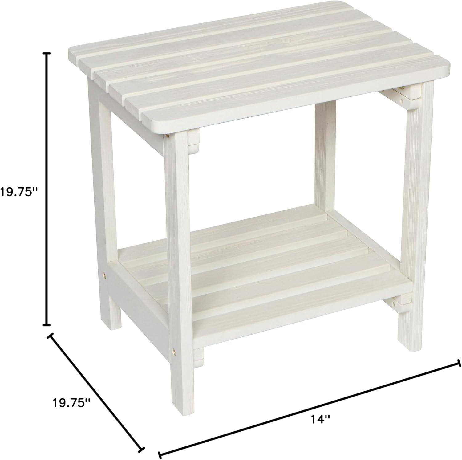 Shine Company Rectangular Traditional Wooden Indoor/Outdoor Side Table in White