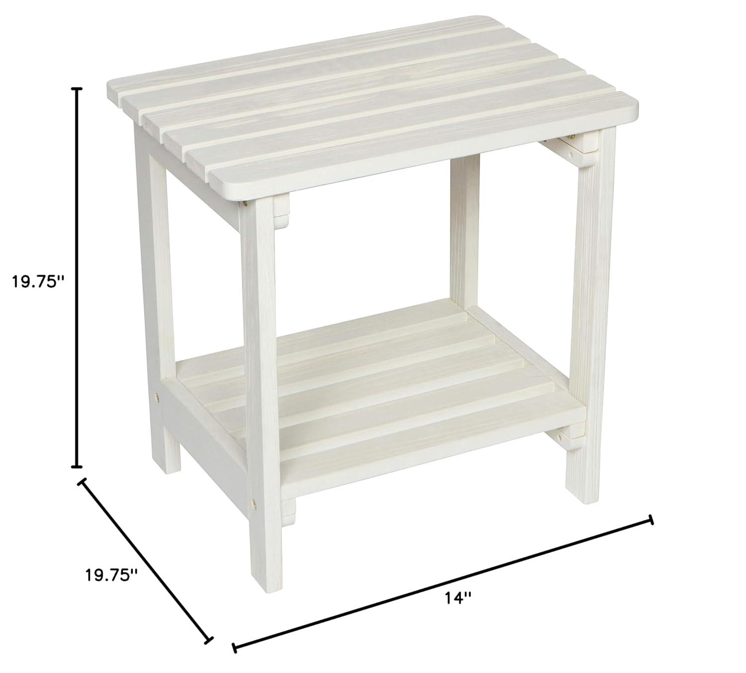 Shine Company Rectangular Traditional Wooden Indoor/Outdoor Side Table in White