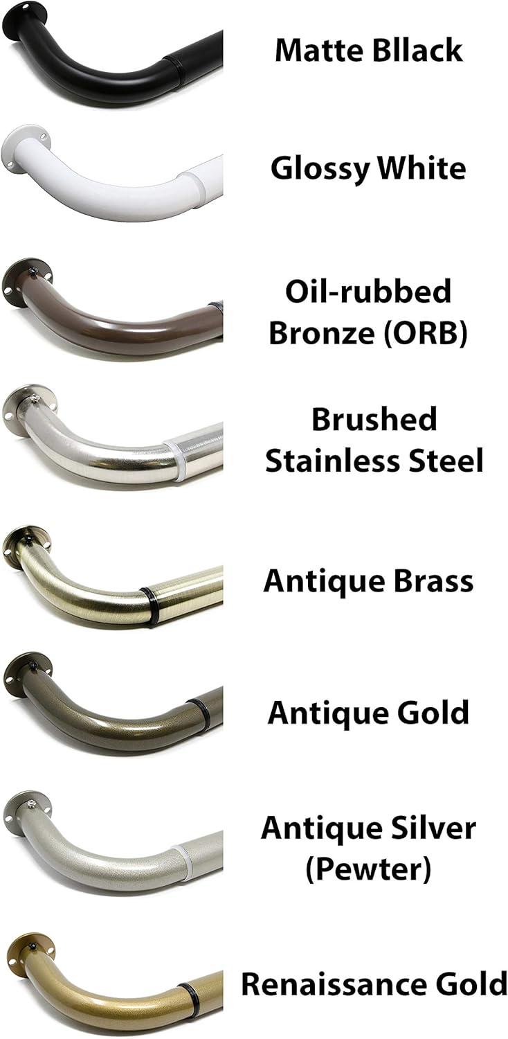 Energy-saving Wraparound Adjustable French Blackout Curtain Rod Set Antique Brass 32"-52" Brass Finish