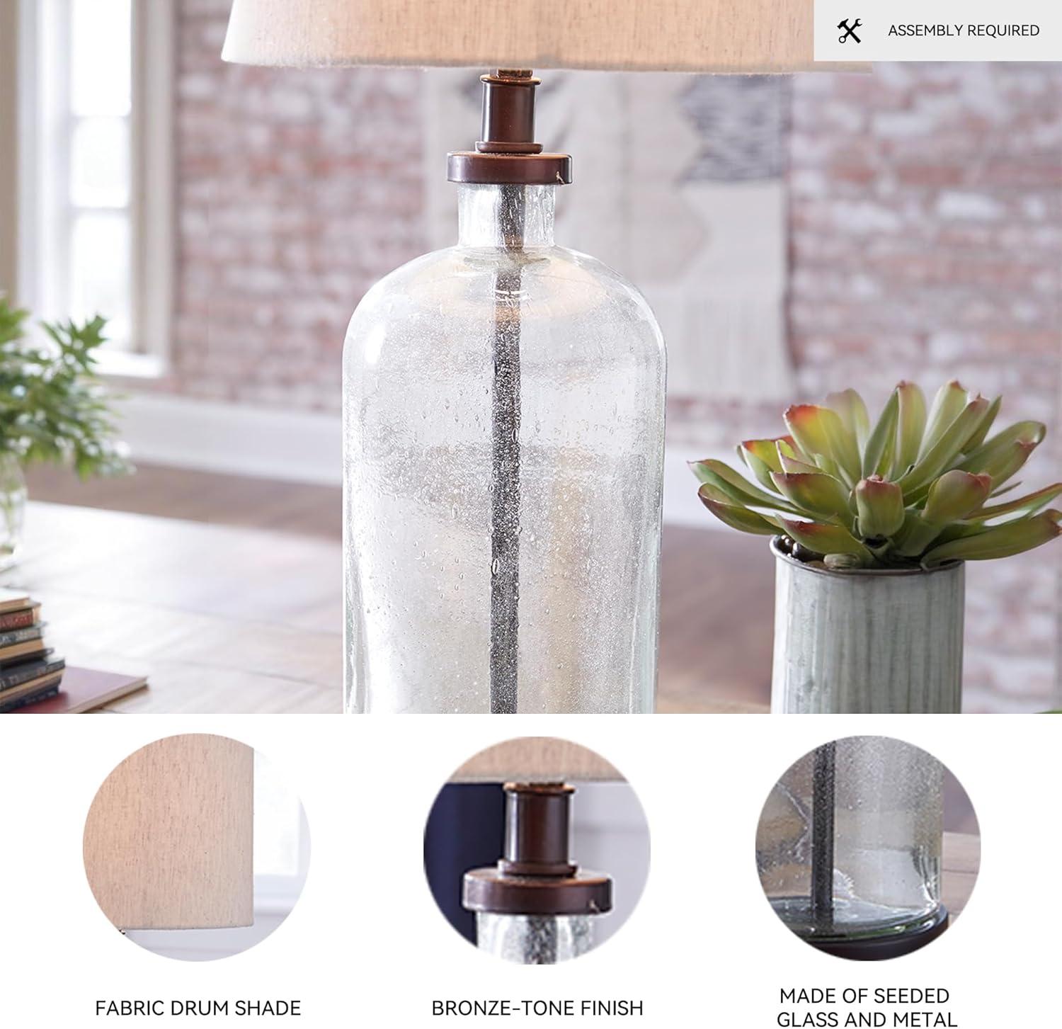 Signature Design by Ashley Bandile Table Lamp Clear/Bronze: Modern Accent, Polyester Shade, UL Listed