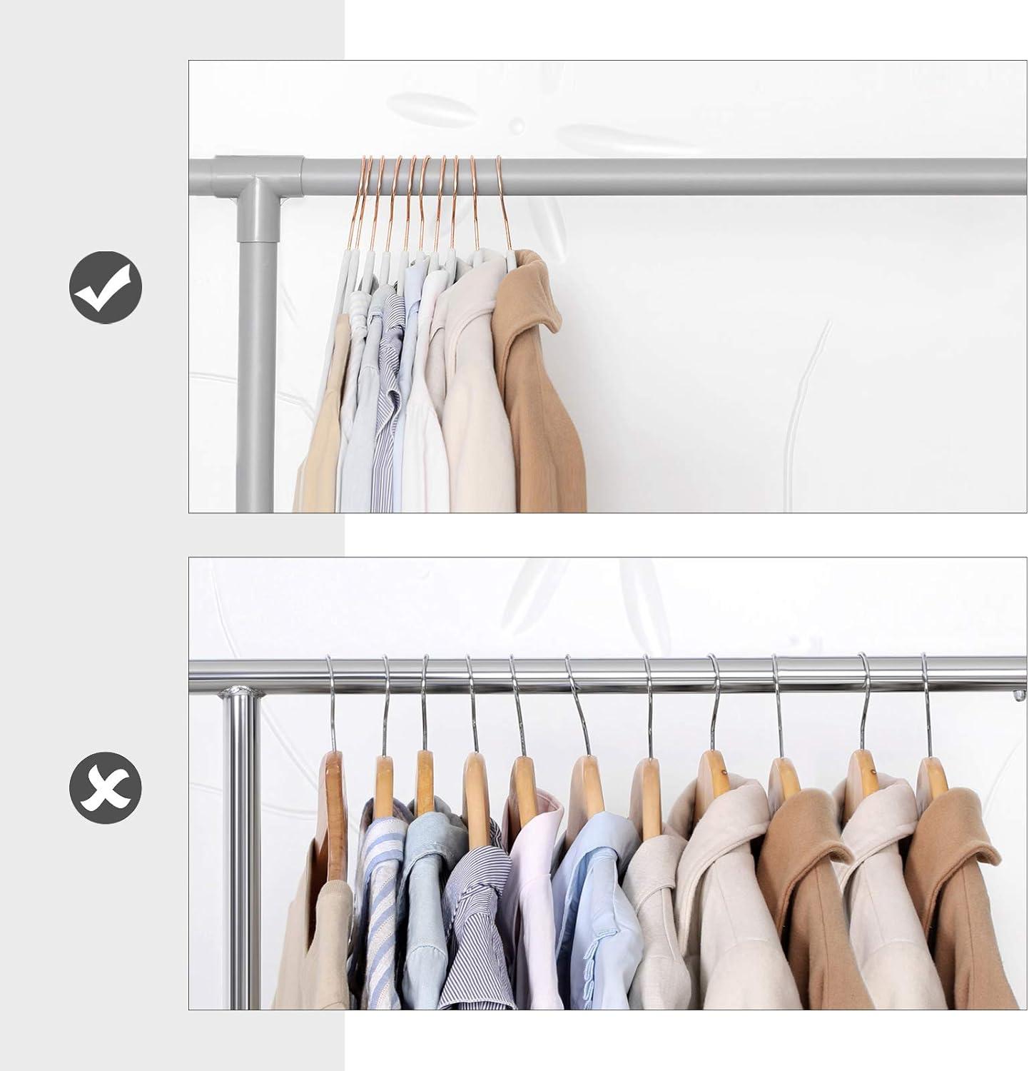 50 Pack Velvet Hangers Non-Slip Clothes Hanger with Rose Gold-Colored Swivel Hooks Space Saving White