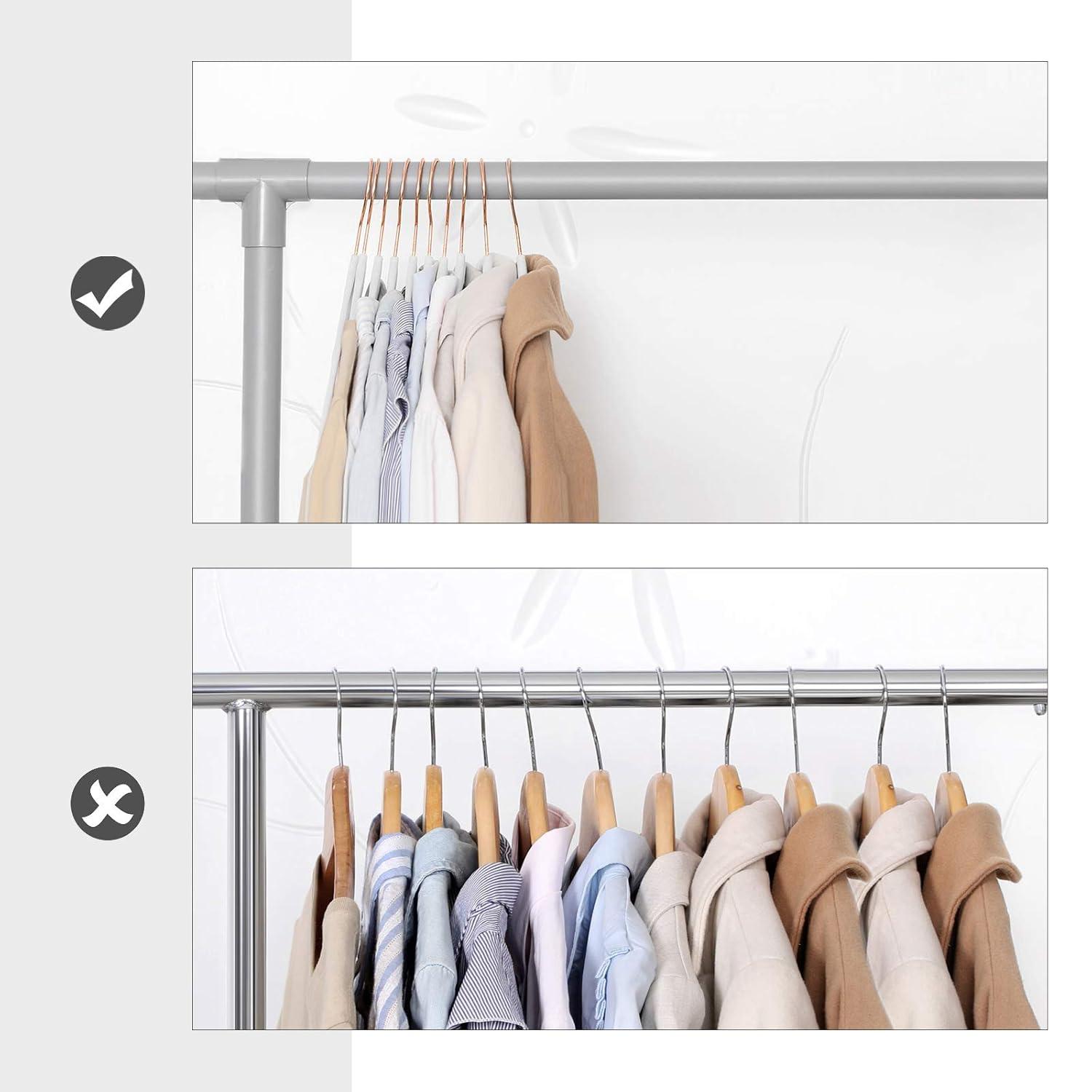 50 Pack Velvet Hangers Non-Slip Clothes Hanger with Rose Gold-Colored Swivel Hooks Space Saving White