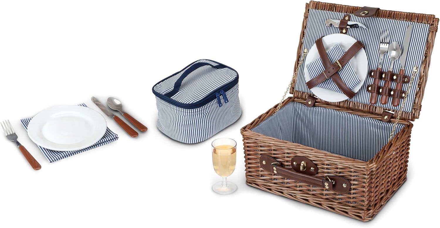 Seaside Newport Wicker Picnic Basket Set