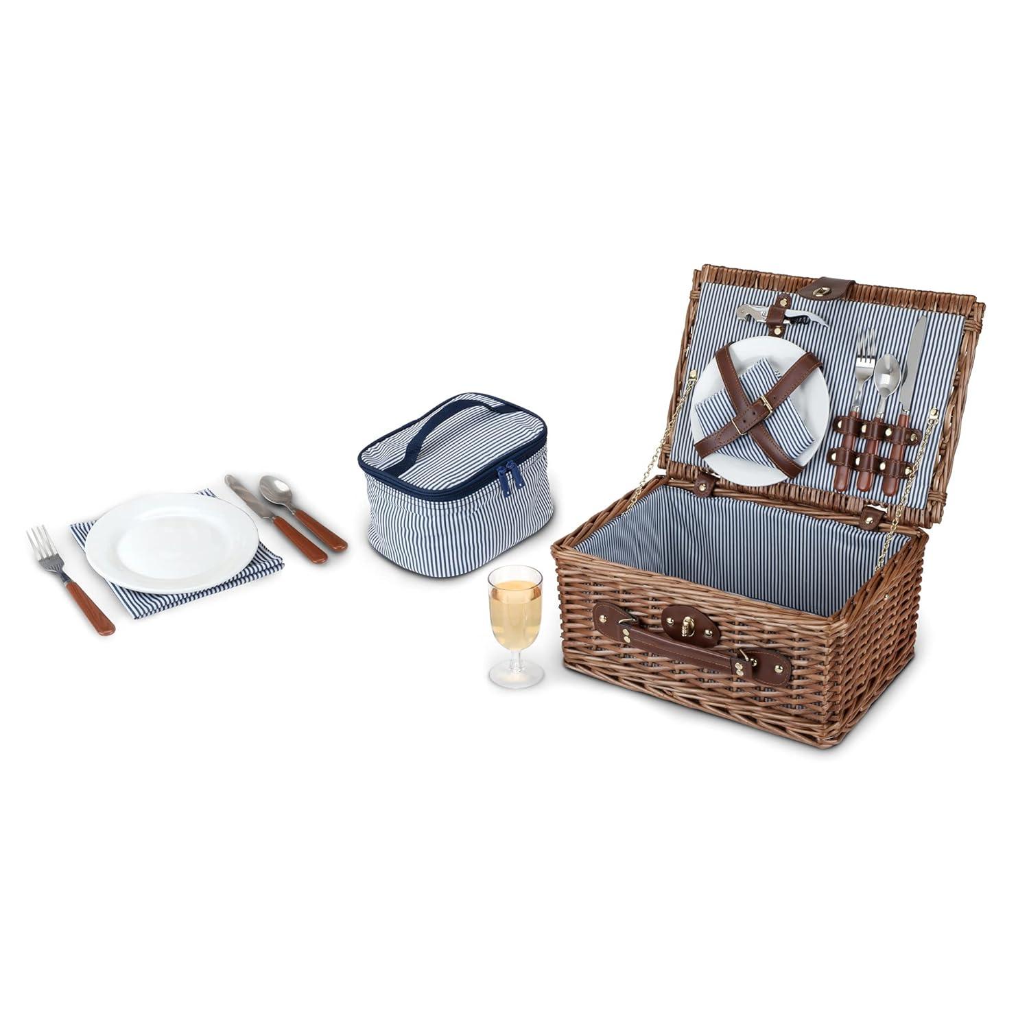 Seaside Newport Wicker Picnic Basket Set