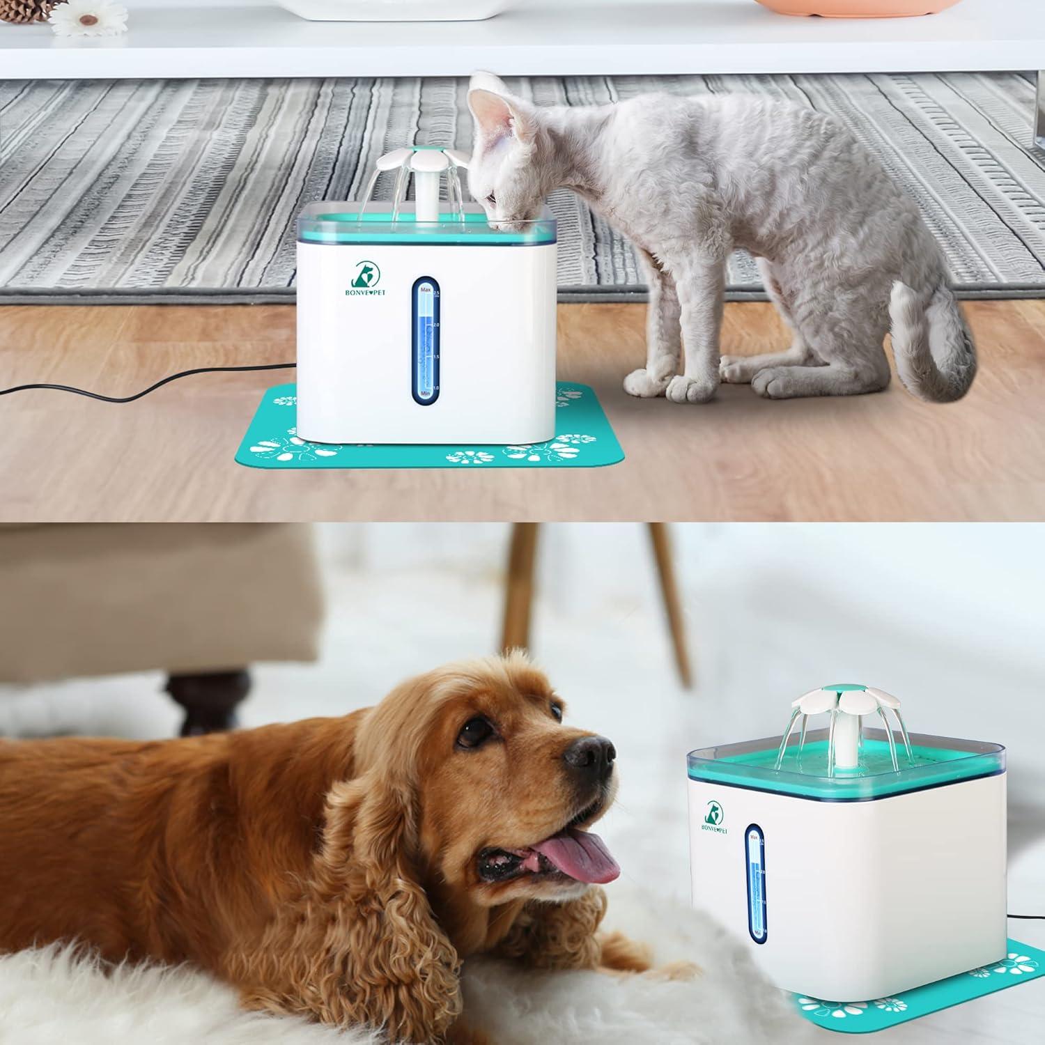 Bonve Pet 2.5L White and Aqua Automatic Pet Water Fountain