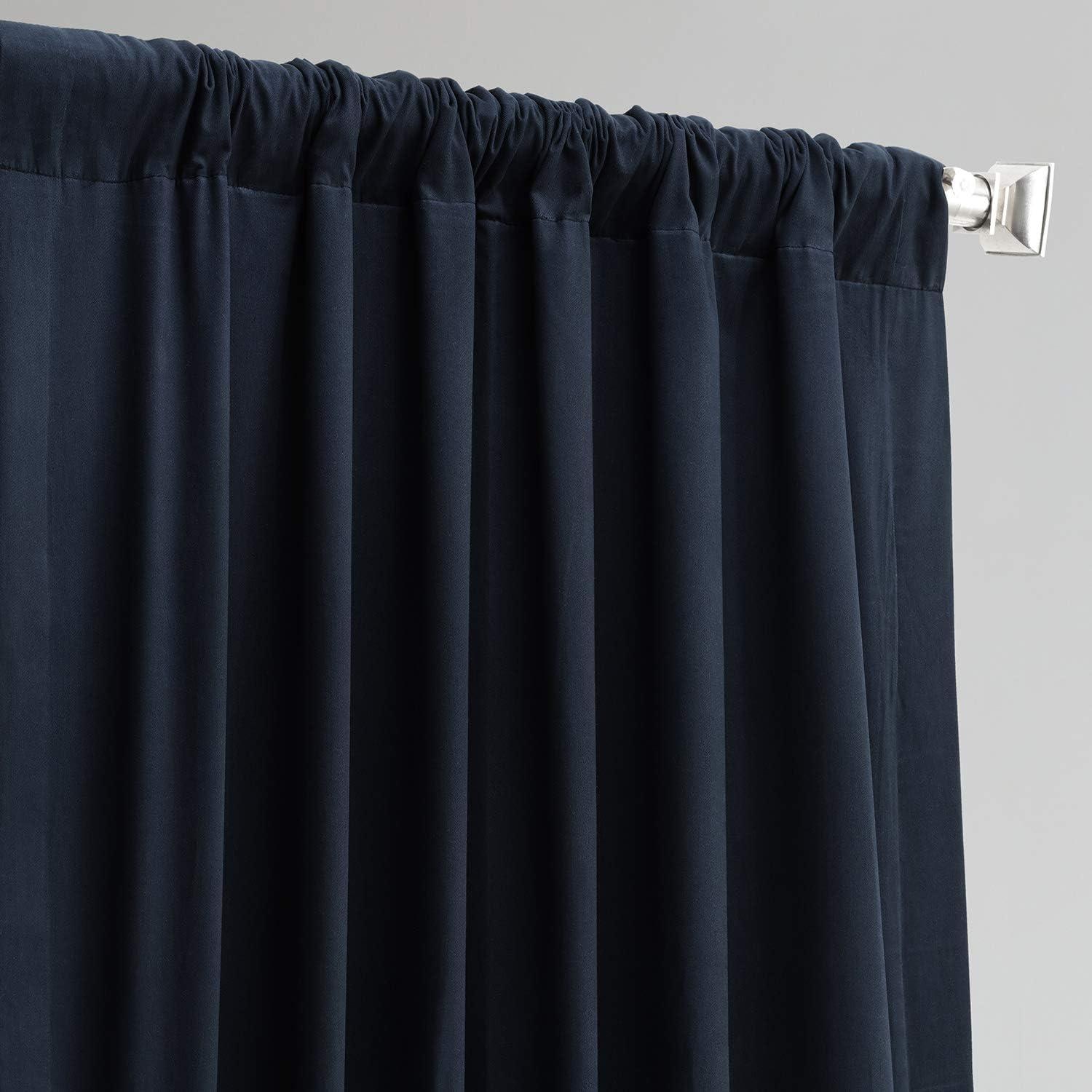 Polo Navy Solid Cotton Blackout Curtain (1 Panel), Polo Navy, 50W X 84L