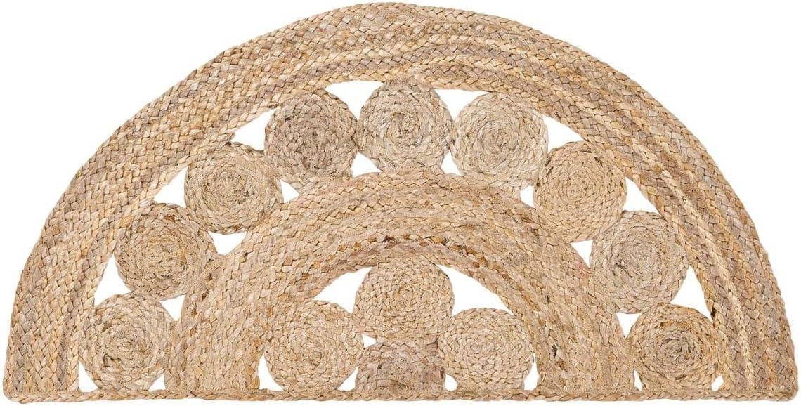 Celeste Tan Handwoven Braided Jute Half Circle Accent Rug, 16.5x33