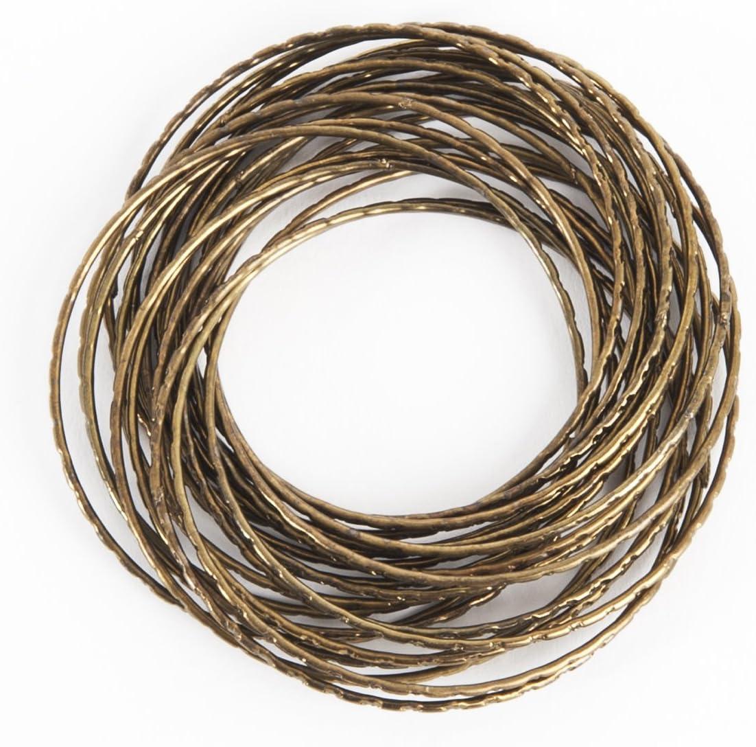 Saro Lifestyle Textured Metallic Bangle Design Metal Napkin Ring (Set of 4), Bronze