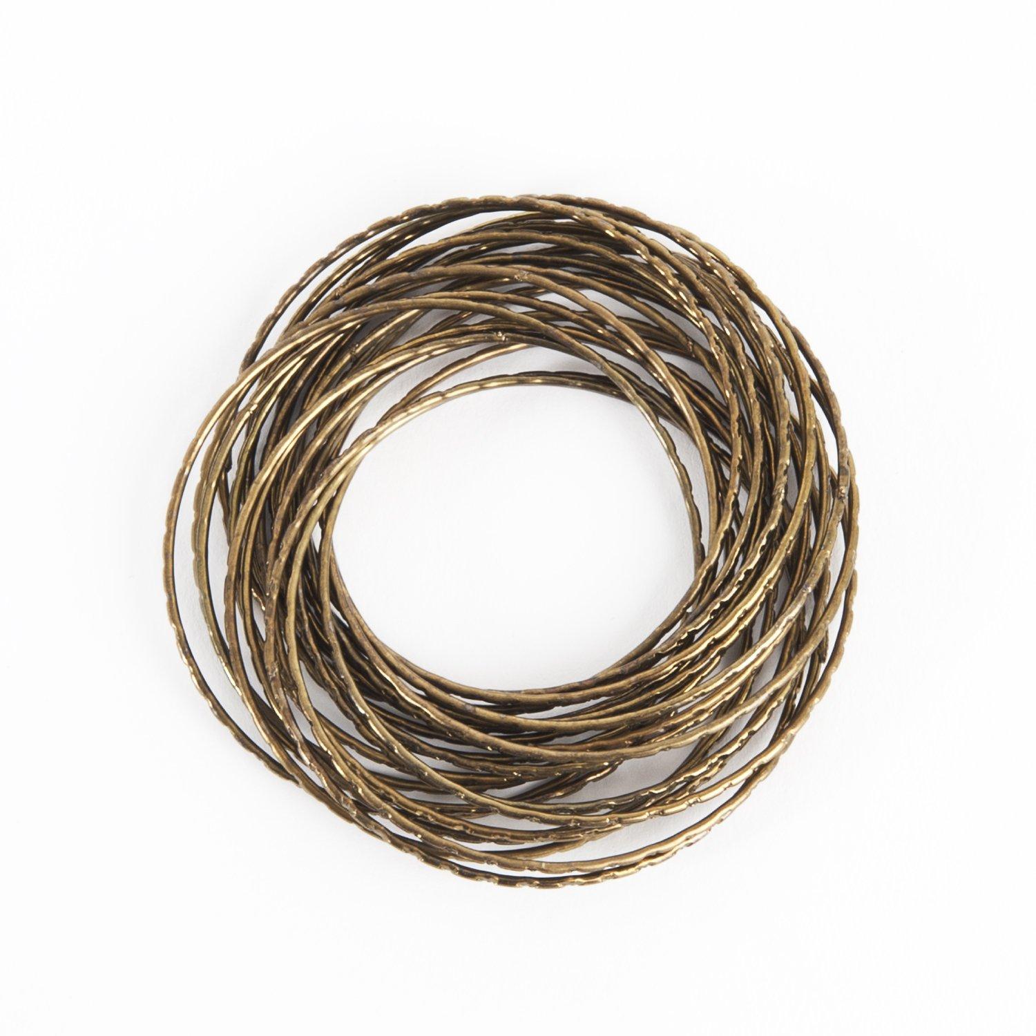 Saro Lifestyle Textured Metallic Bangle Design Metal Napkin Ring (Set of 4), Bronze