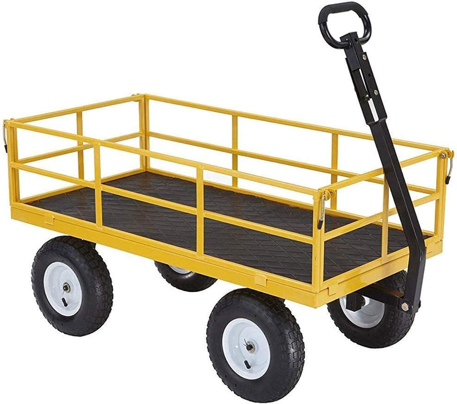 Gorilla Carts 7 Cu Ft Heavy Duty Steel Utility Cart, with Steel Mesh Bed and 1200 Pound Hauling Capacity, for Outdoor, Yard and Camping, Yellow