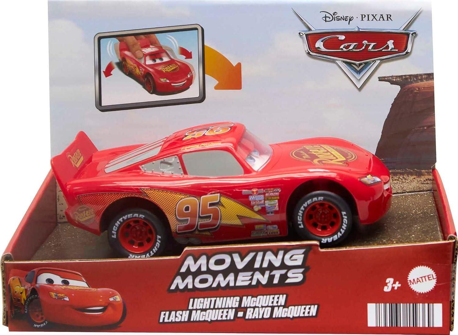Disney Pixar Cars Toy Cars & Trucks, Moving Moments Lightning McQueen Vehicle with Moving Eyes & Mouth