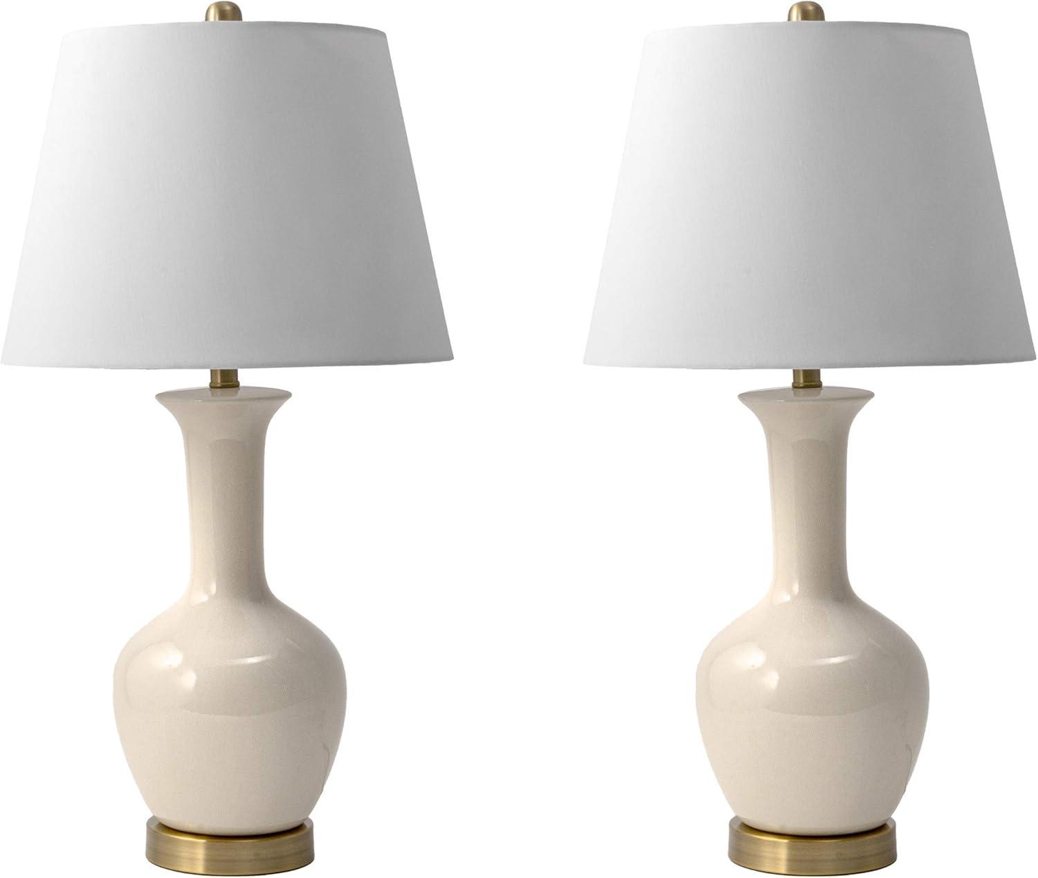 nuLOOM Rockville 27" Ceramic Table Lamp Set, 27" H x 14" W x 14" D (Set of 2), Ivory