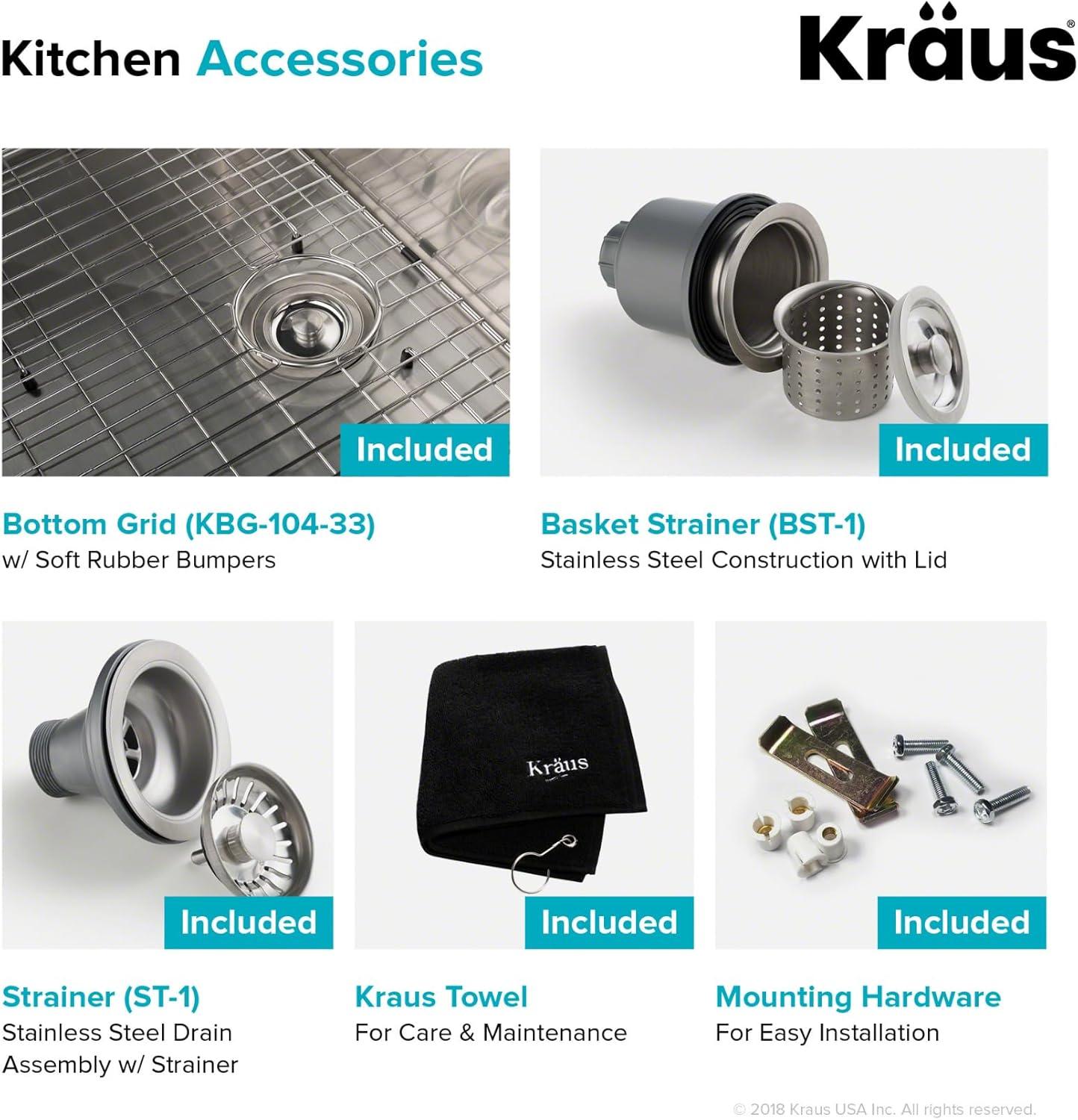 KRAUS Standart Pro Undermount 16 Gauge Stainless Steel Kitchen Sink