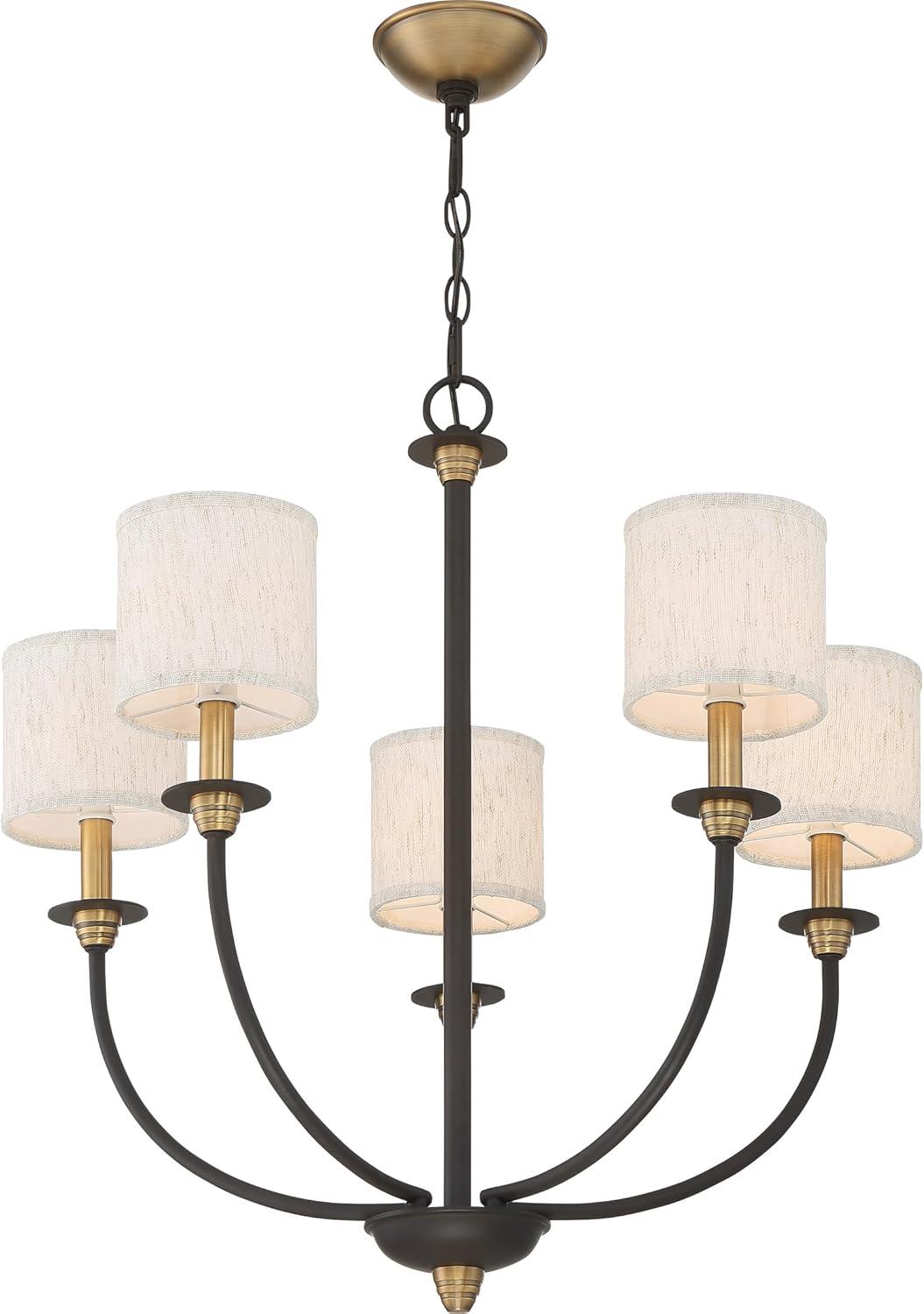 Audley 26'' Bronze and Gold 5-Light Linen Chandelier