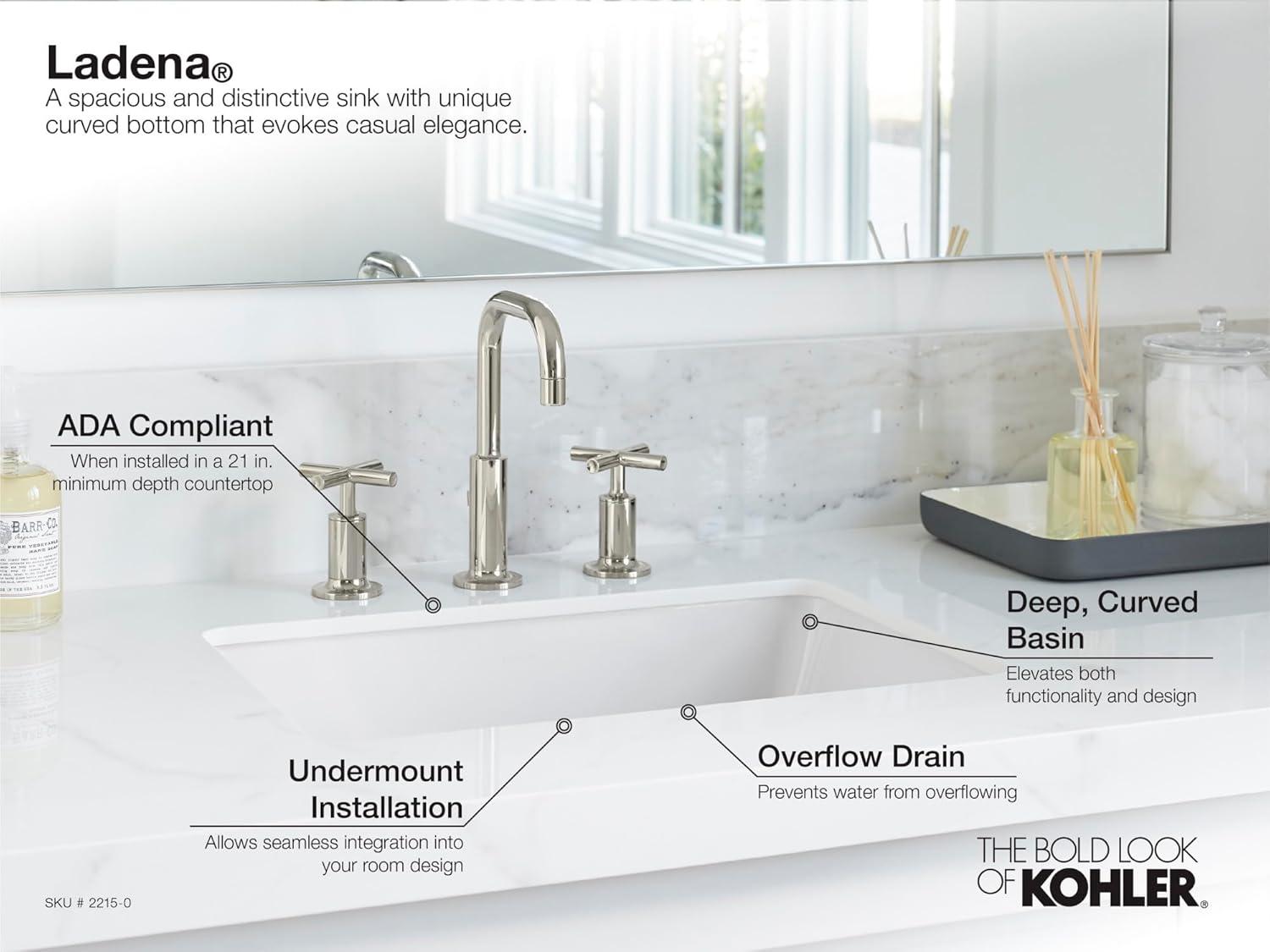 Ladena White Porcelain Rectangular Undermount Sink