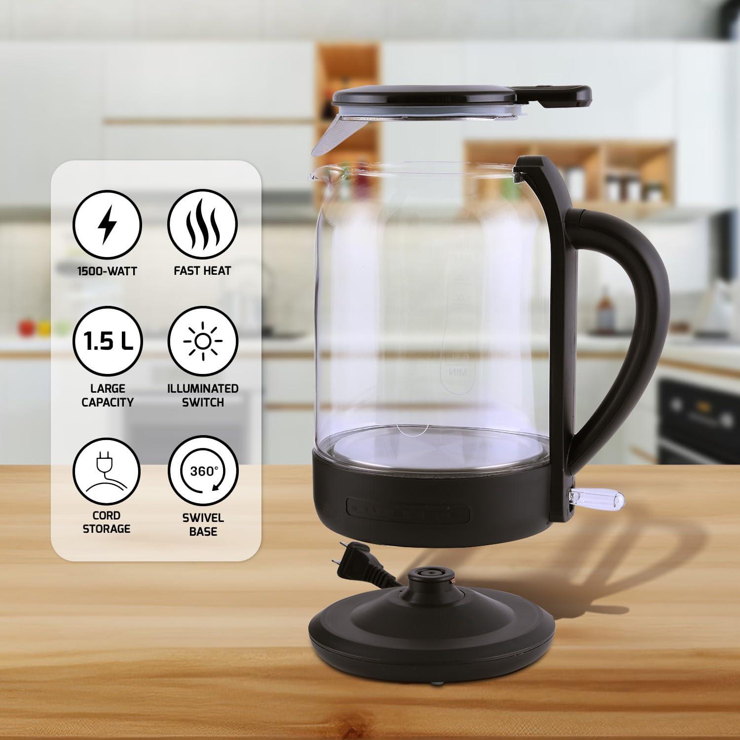 Ovente 1.5 qt. Glass Electric Tea Kettle