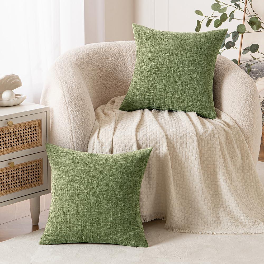 Pack of 2 Decorative Throw Pillow Covers Farmhouse Linen Burlap Square Solid Throw Cushion Cover Pillowcase for Sofa Couch