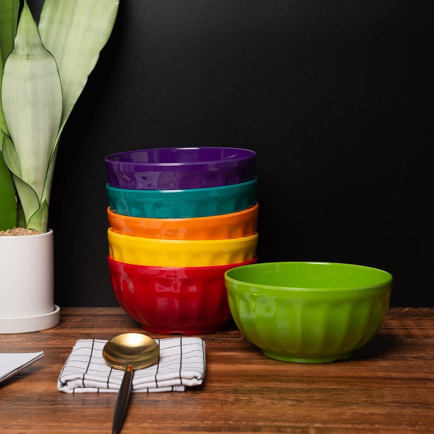 Rainbow Melamine 6-Piece Assorted Color Bowl Set