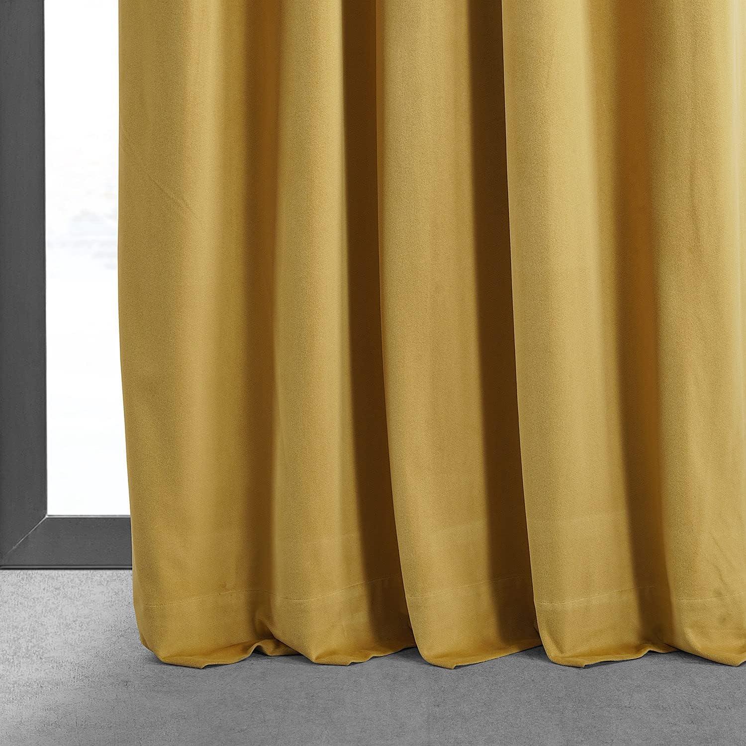 Half Price Drapes Signature Fool's Gold Velvet Blackout Curtains For Bedroom(1 Panel), 50WX 84L