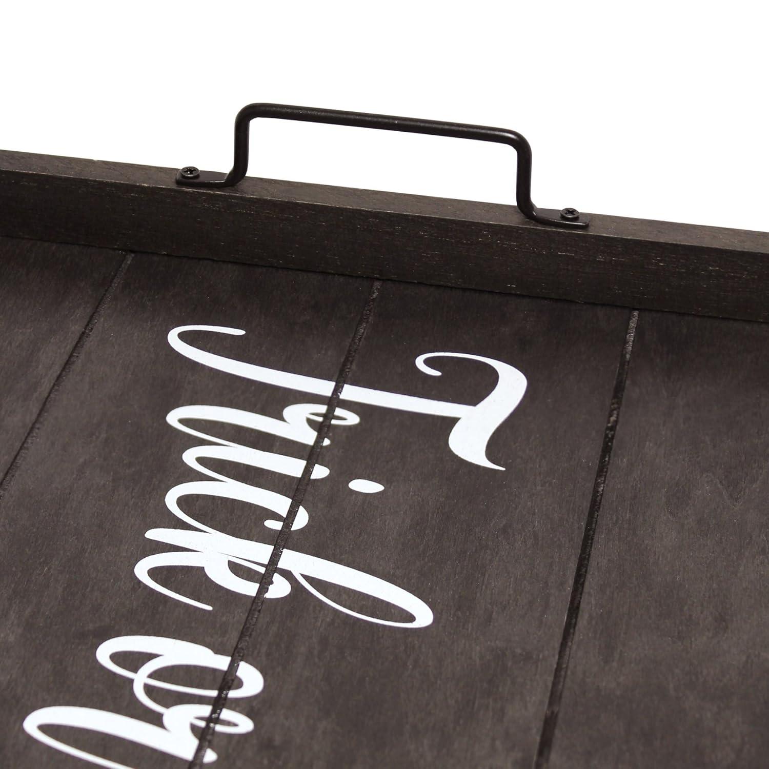 Elegant Designs 15.5" x 12" Decorative Wood Serving Tray, "Trick or Treat", Black Wash