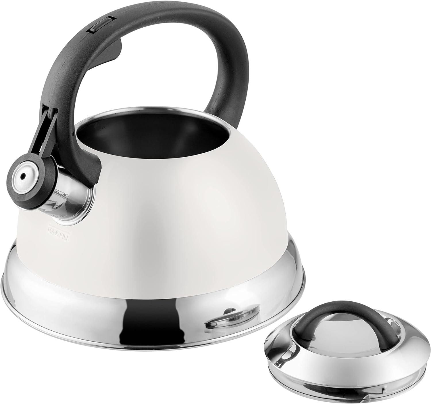 Mr. Flintshire 1.75 Quart Stainless Steel Whistling Tea Kettle in Linen