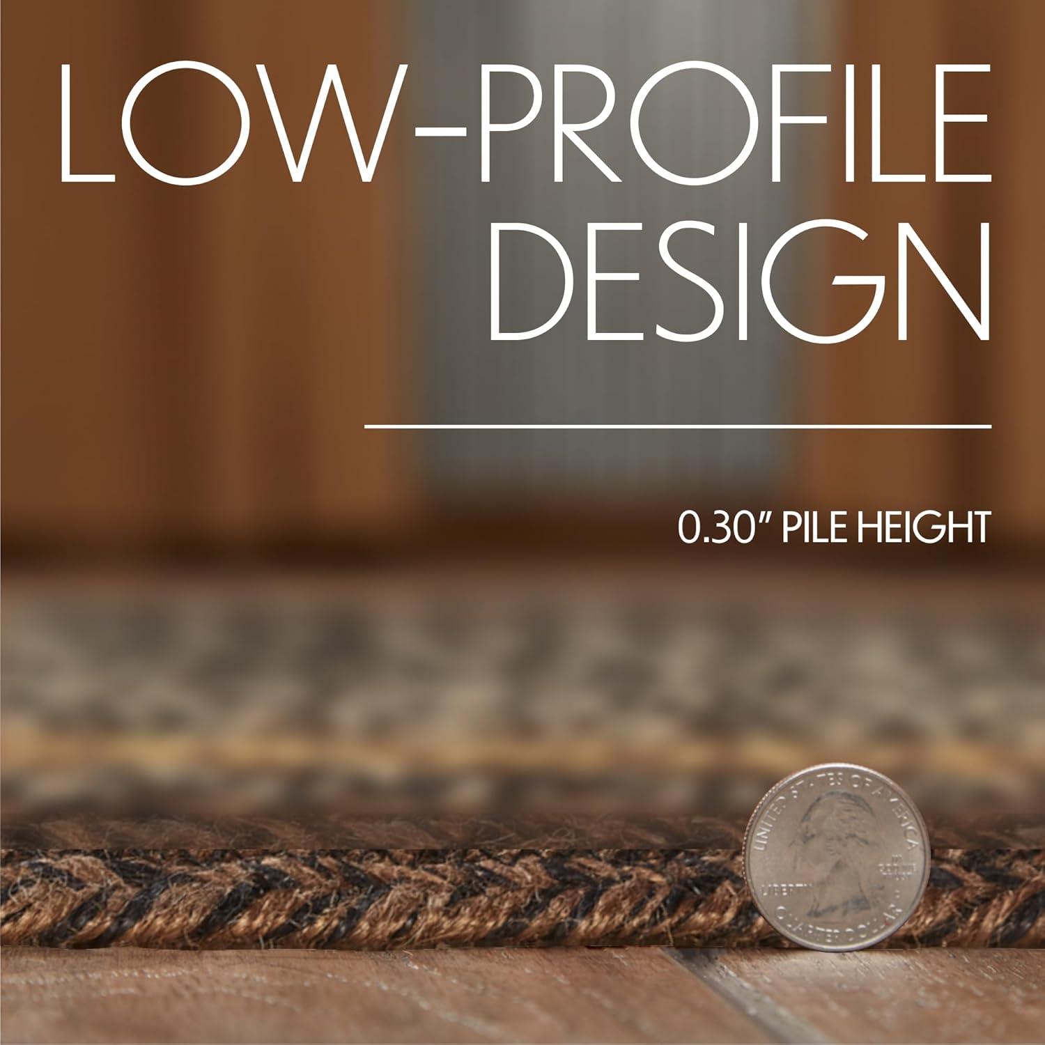 VHC Brands Espresso Rug with PVC Pad, Jute Blend, Half Circle, Brown Black Tan White, 16.5x33 inches