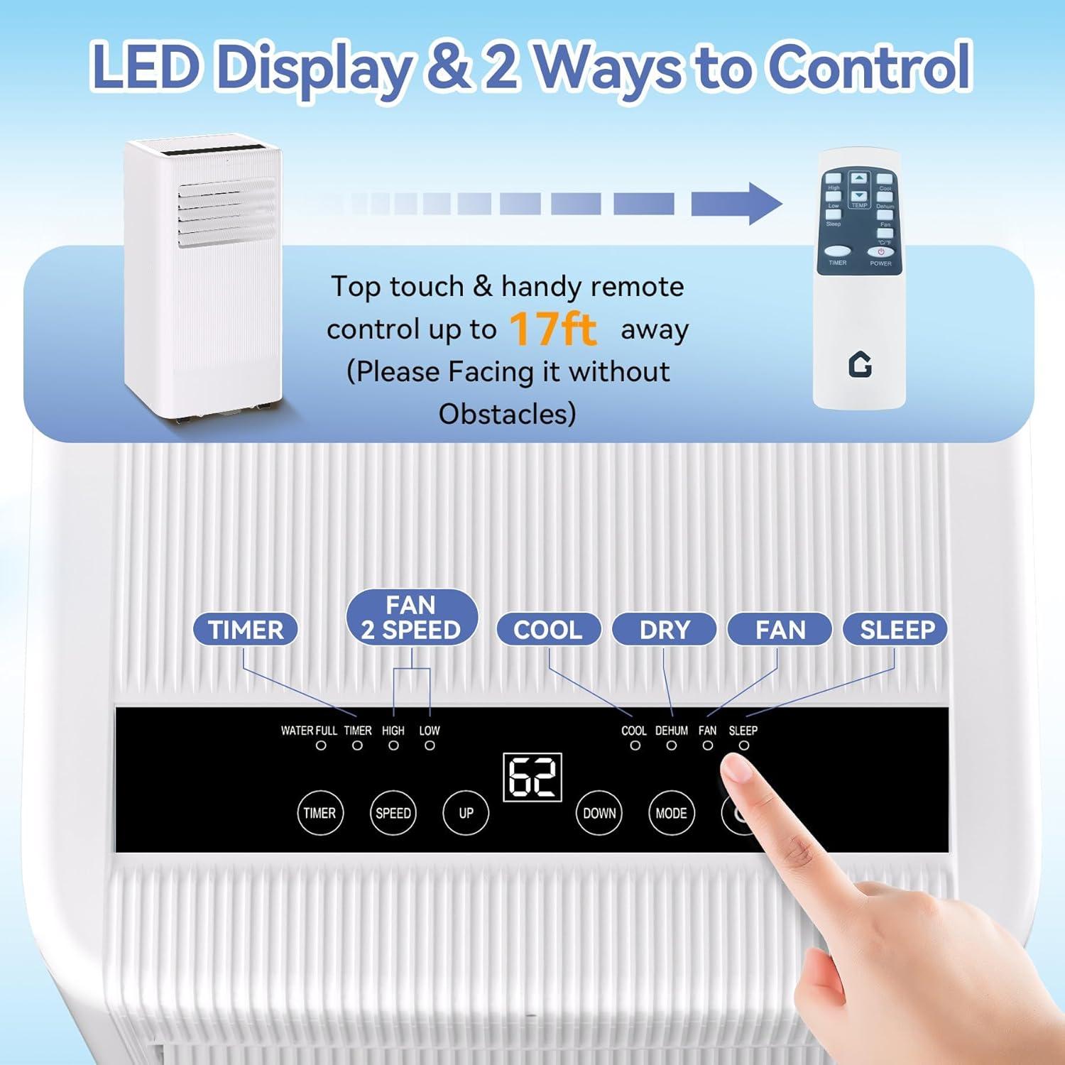10000 BTU Portable Air Conditioners, 3-In-1 Standing Portable AC Unit With Remote Control, 24 Hour Timer