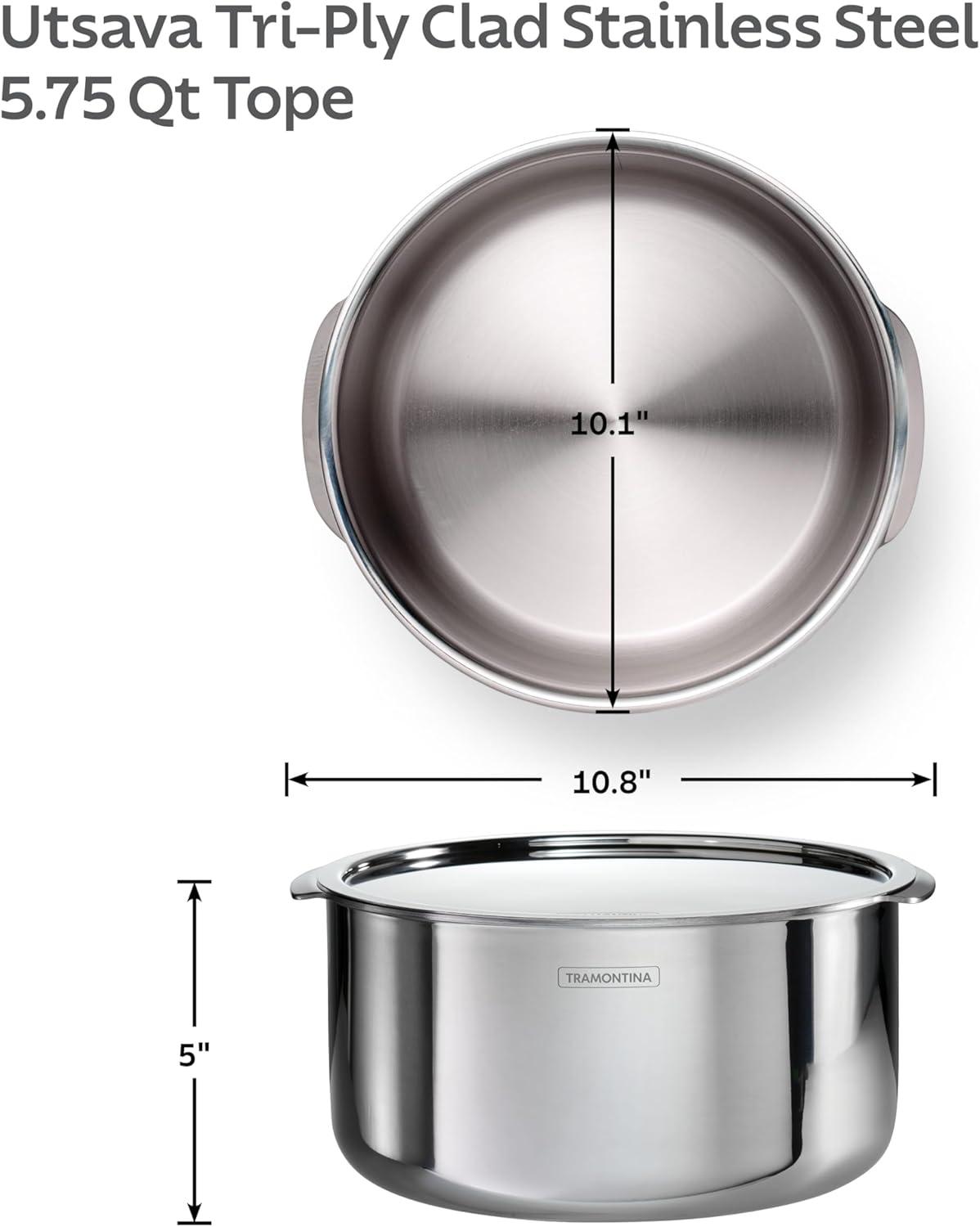 Tramontina Utsava Tri-Ply Clad Stainless Steel Tope with Lid, Patila Pot for Indian Cooking & Reviews | Wayfair