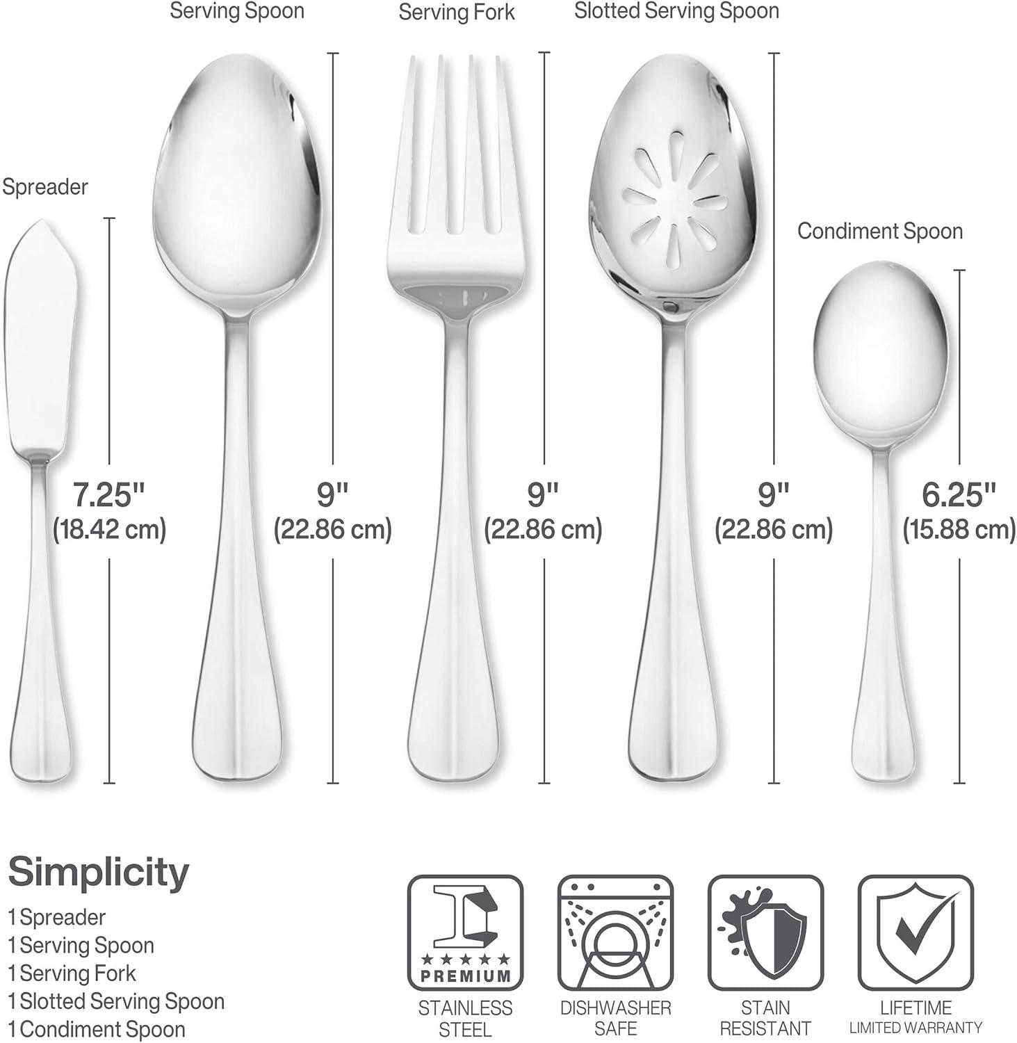 Simplicity 53-Piece Stainless Steel Flatware Set with Hostess Set