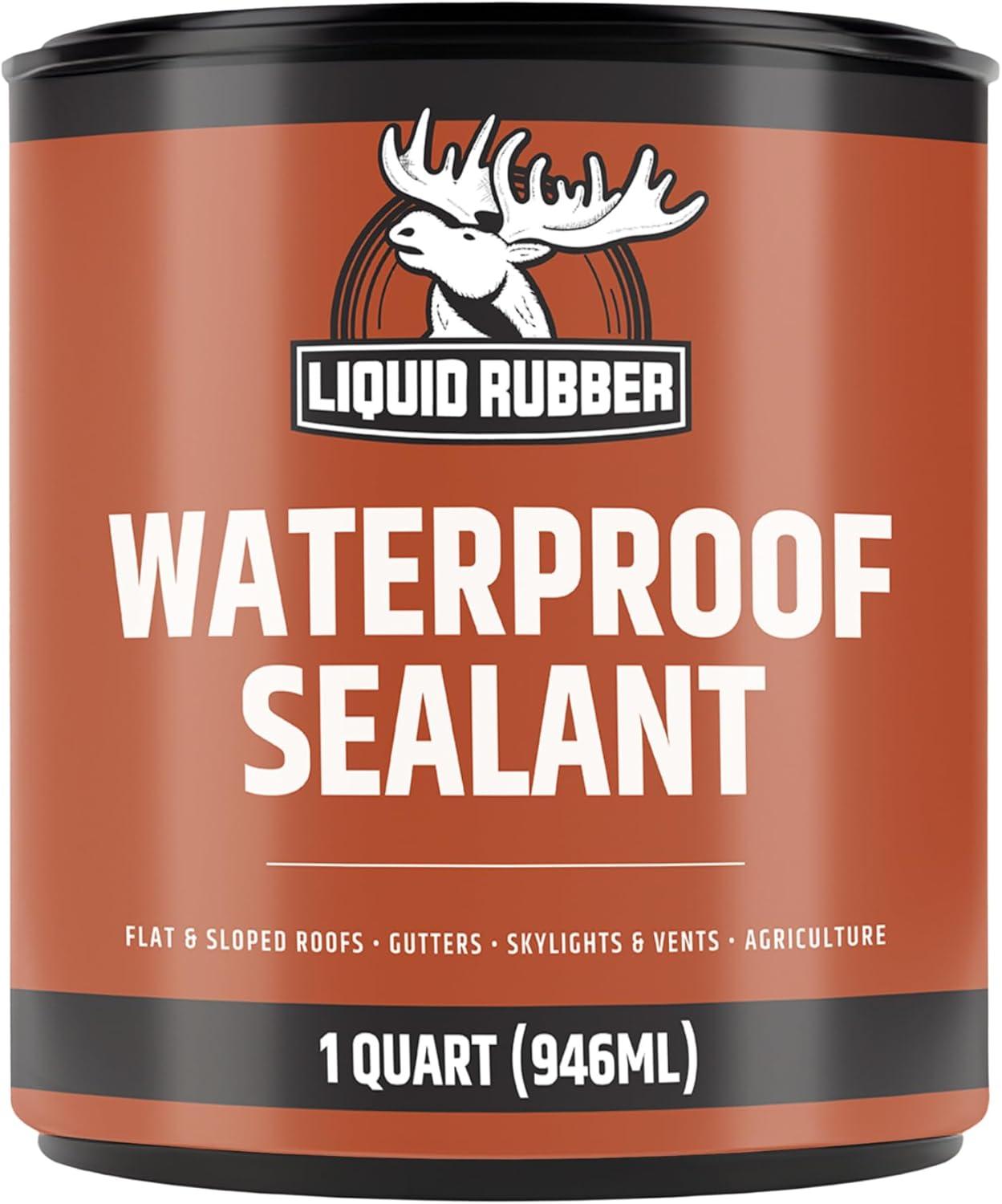 Liquid Rubber waterproofing Sealant - Multi-Surface Leak Repair Indoor and Outdoor Coating, Water-Based, Easy to Apply, Original Black, 1 Quart