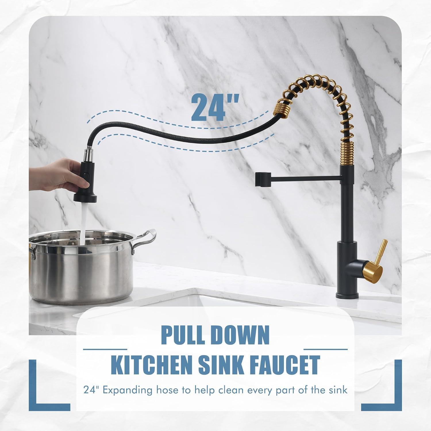 Kitchen Faucet with Pull Down Sprayer,Single Handle Lever Spring Kitchen Sink Faucet