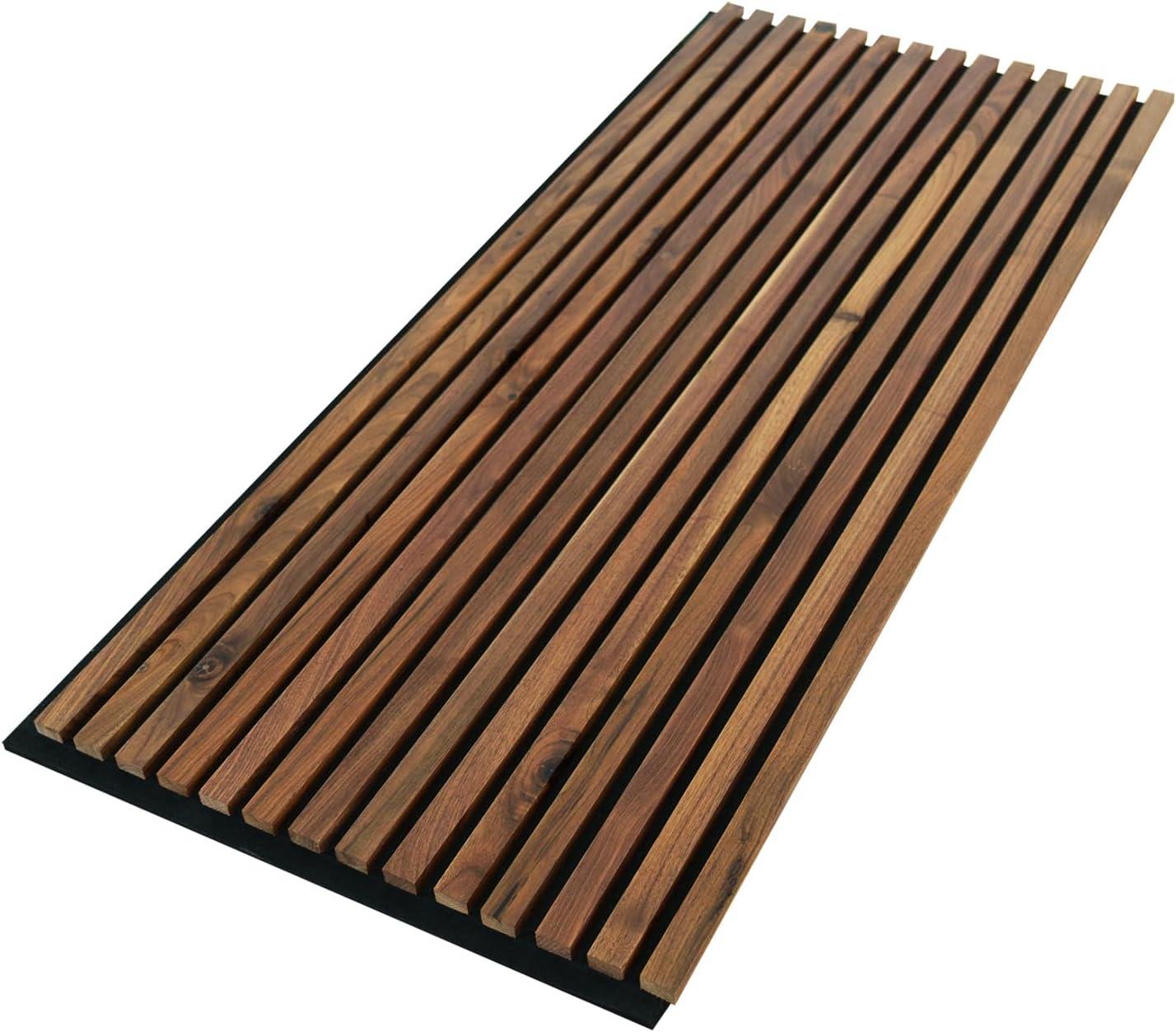 Walnut Solid Wood Acoustic Slat Wall Panels, Set of 2