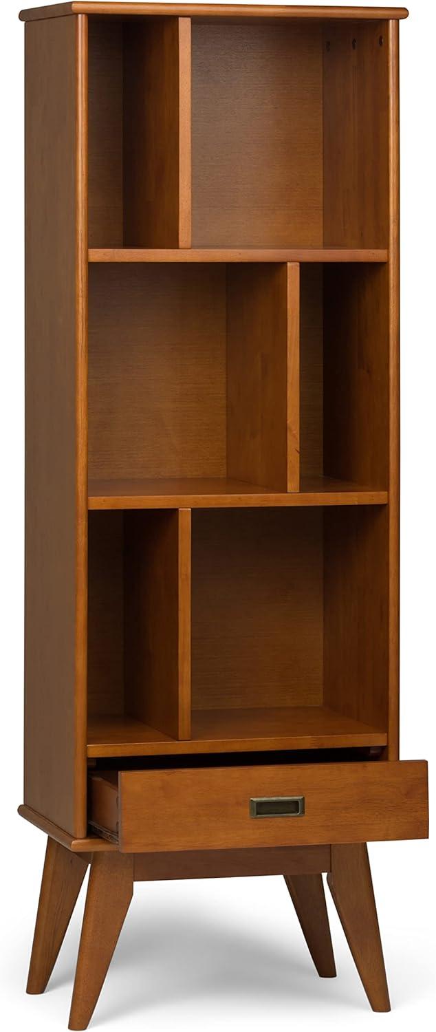 Draper Mid Century Solid Teak Brown Bookcase with Storage