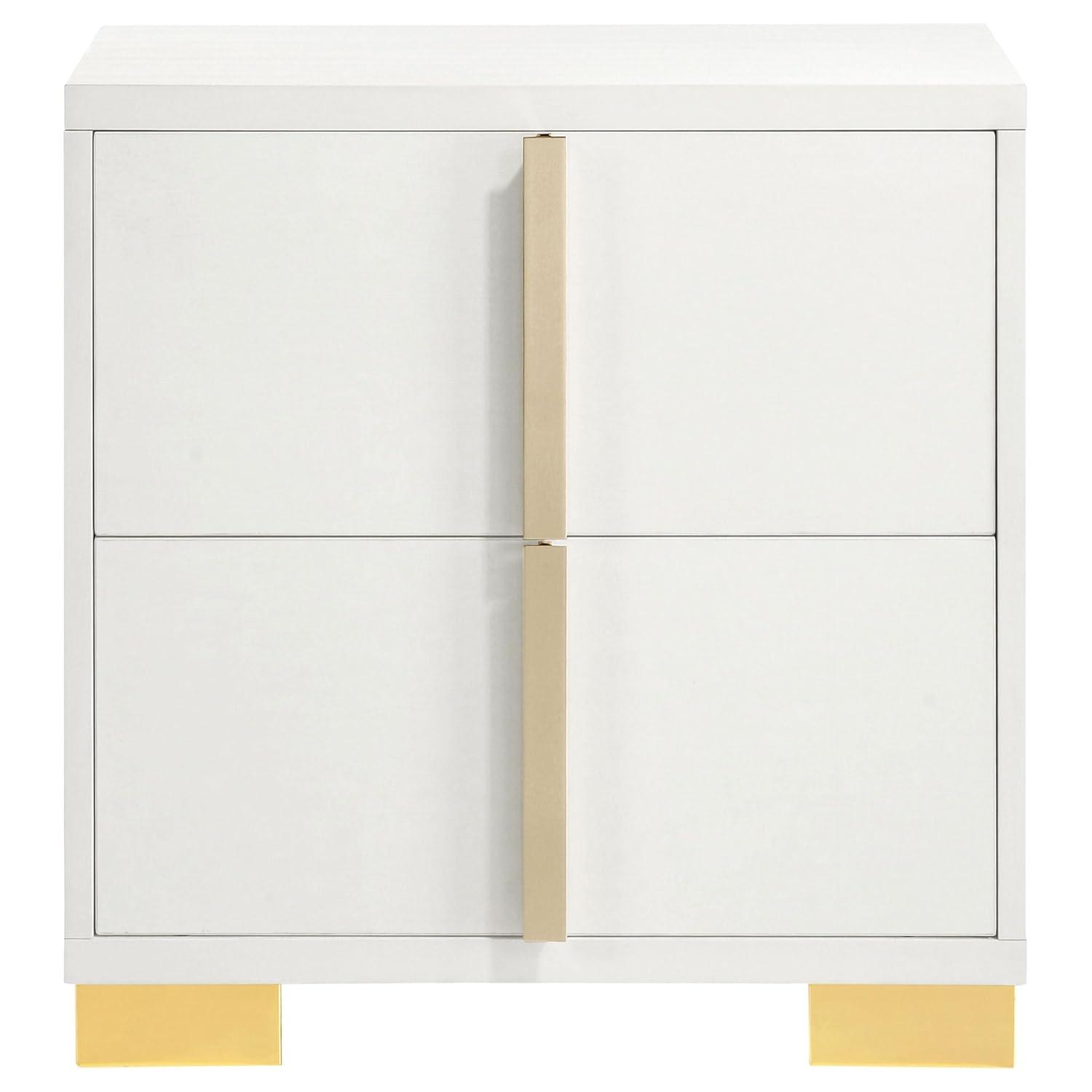 Coaster Company 4-Piece Contemporary Wood Queen Bedroom Set, White/Gold