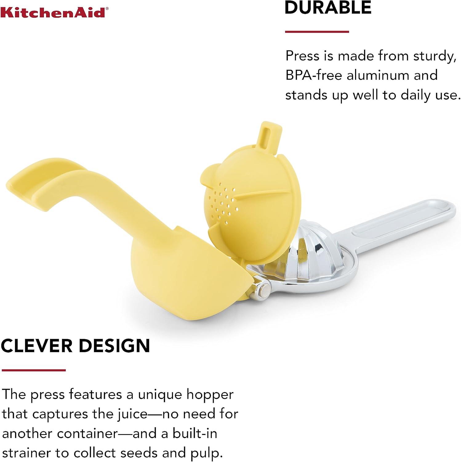 Lemon Yellow Aluminum Citrus Squeezer with Seed Catcher