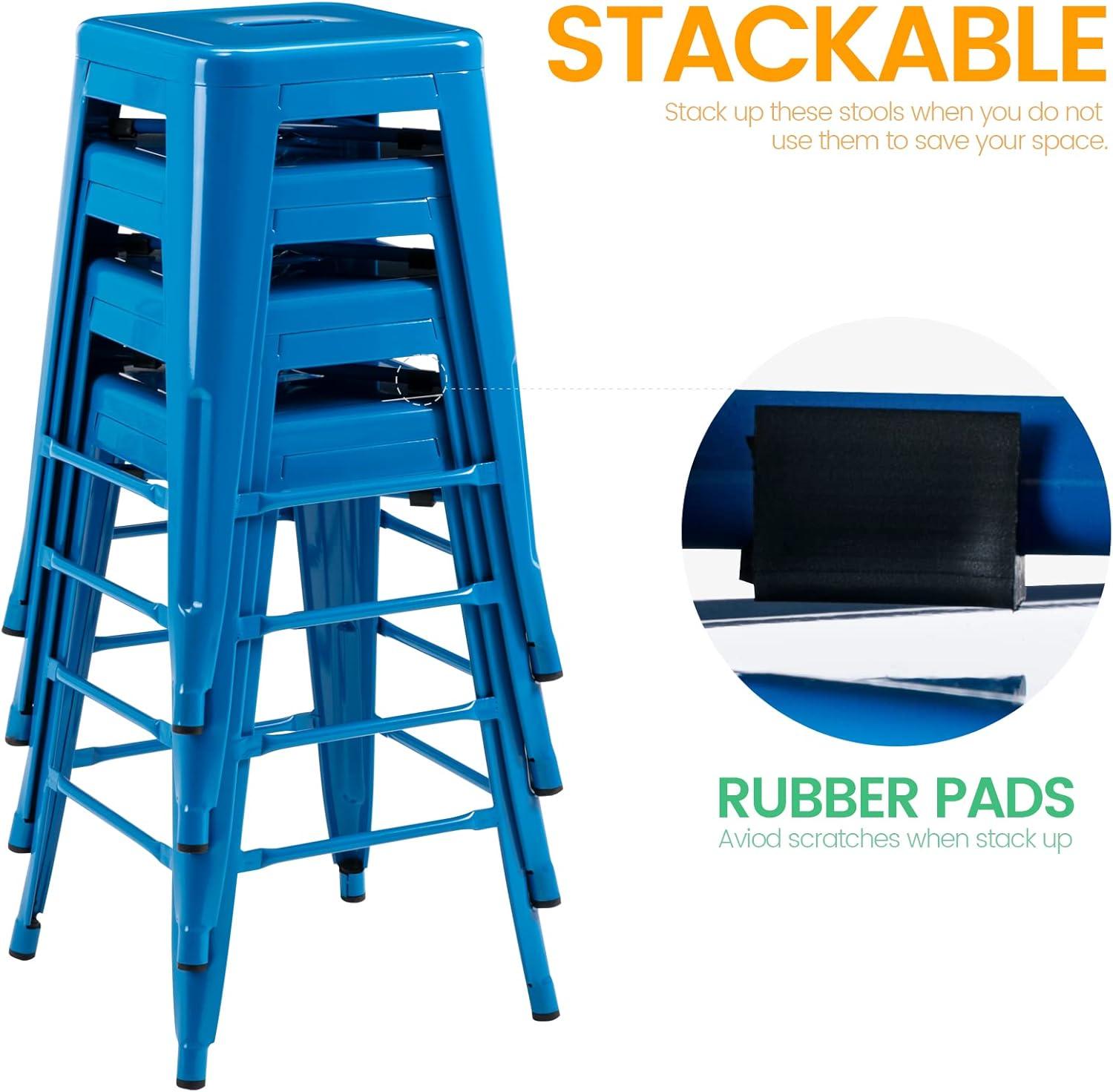 Williston Forge Kohki 24" Counter Stool Metal Bar Stools Counter Height Barstools Backless Indoor/Outdoor Bar Stools Kitchen Counter Stools Chairs(Set of 4)