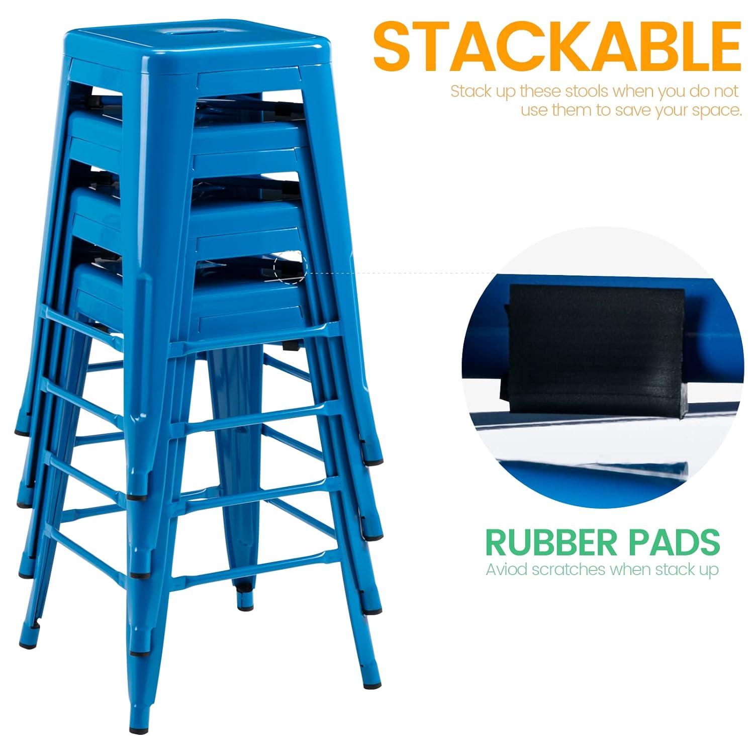 Williston Forge Kohki 24" Counter Stool Metal Bar Stools Counter Height Barstools Backless Indoor/Outdoor Bar Stools Kitchen Counter Stools Chairs(Set of 4)