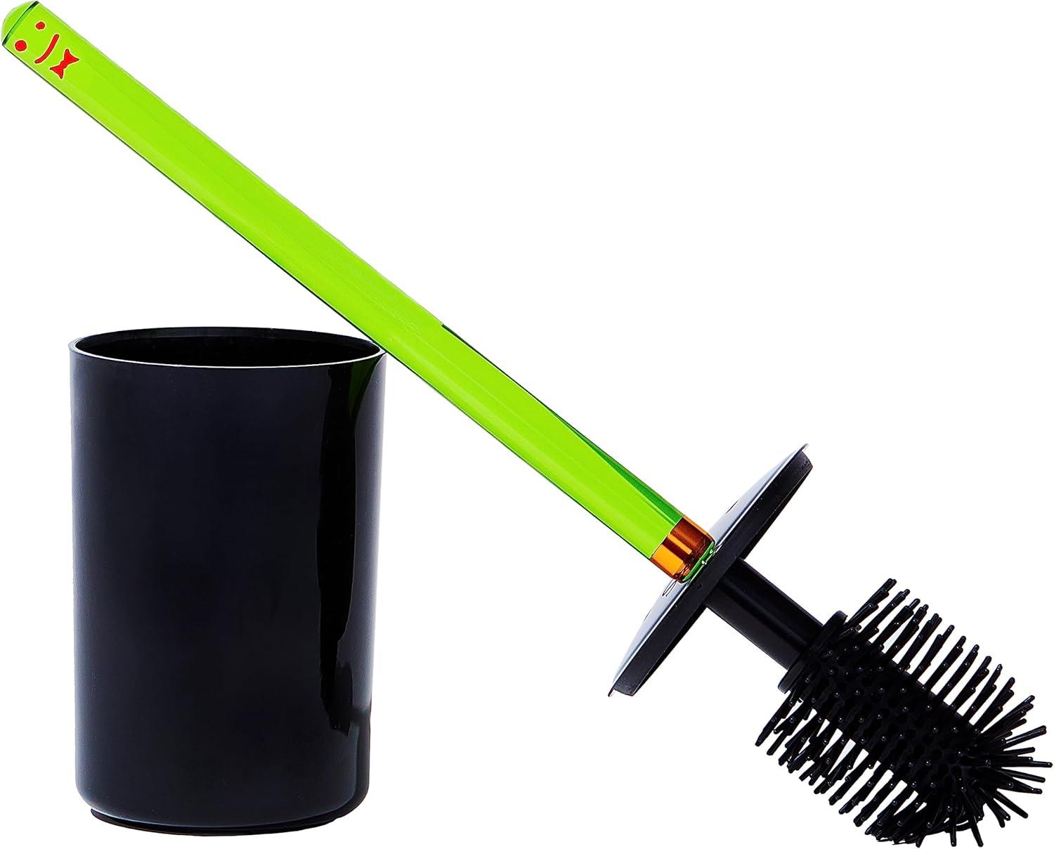 Green and Black Acrylic Toilet Plunger with Holder