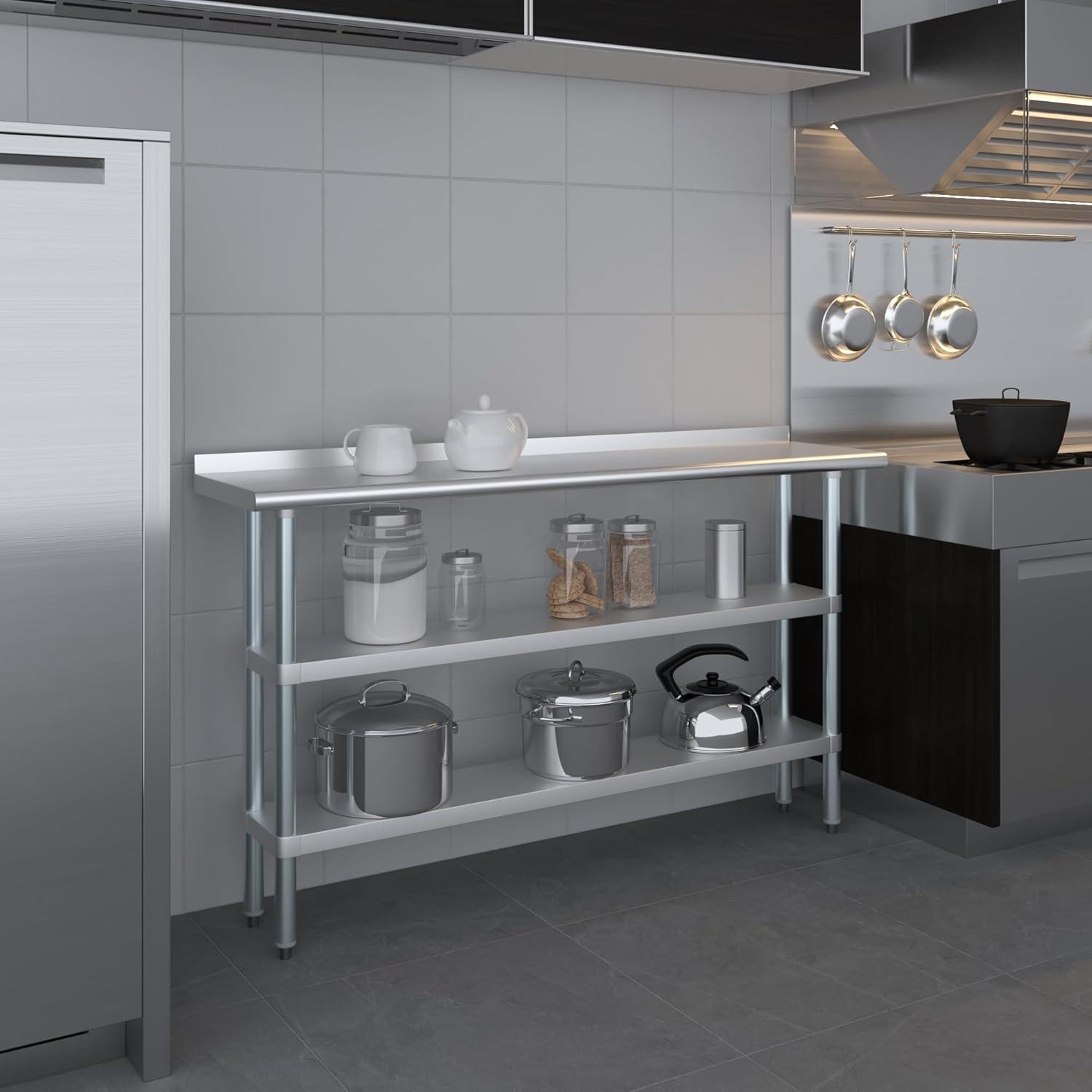 Amgood Stainless Steel Work Table with 2 Shelves