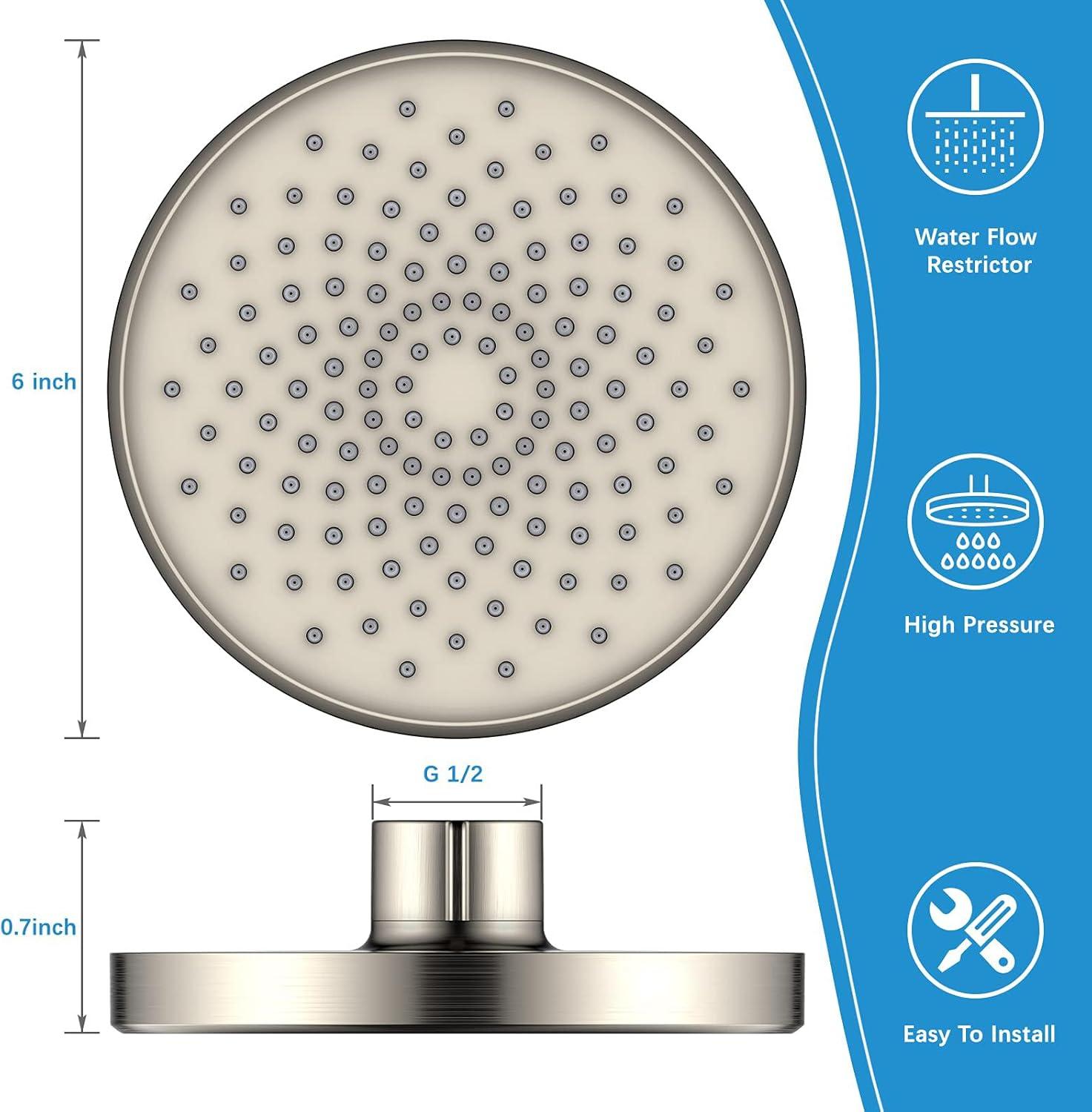 Brushed Nickel High Pressure Rain Shower Head with Arm